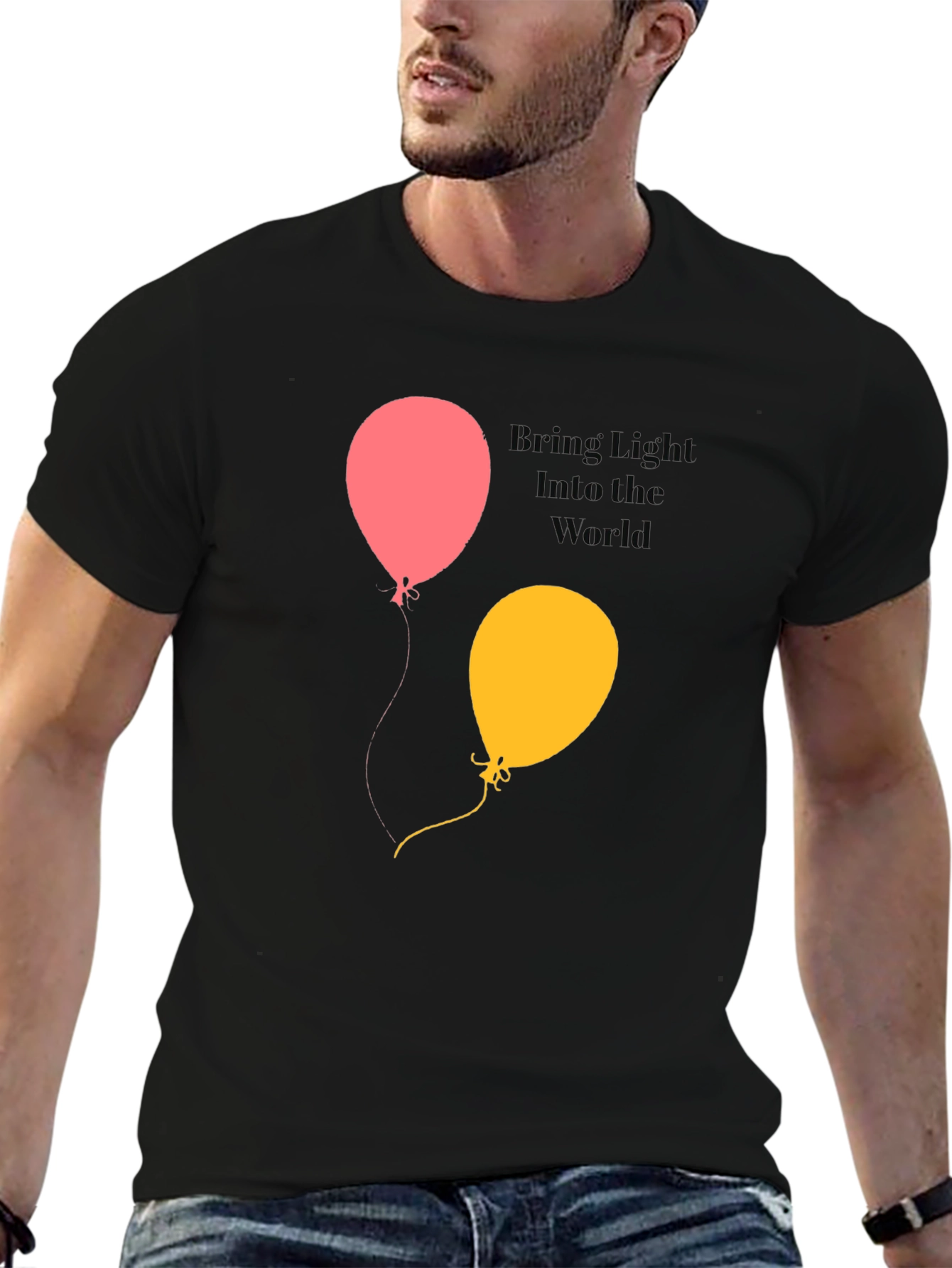 Black Bring Light Into the World Balloon Graphic Tee view 6