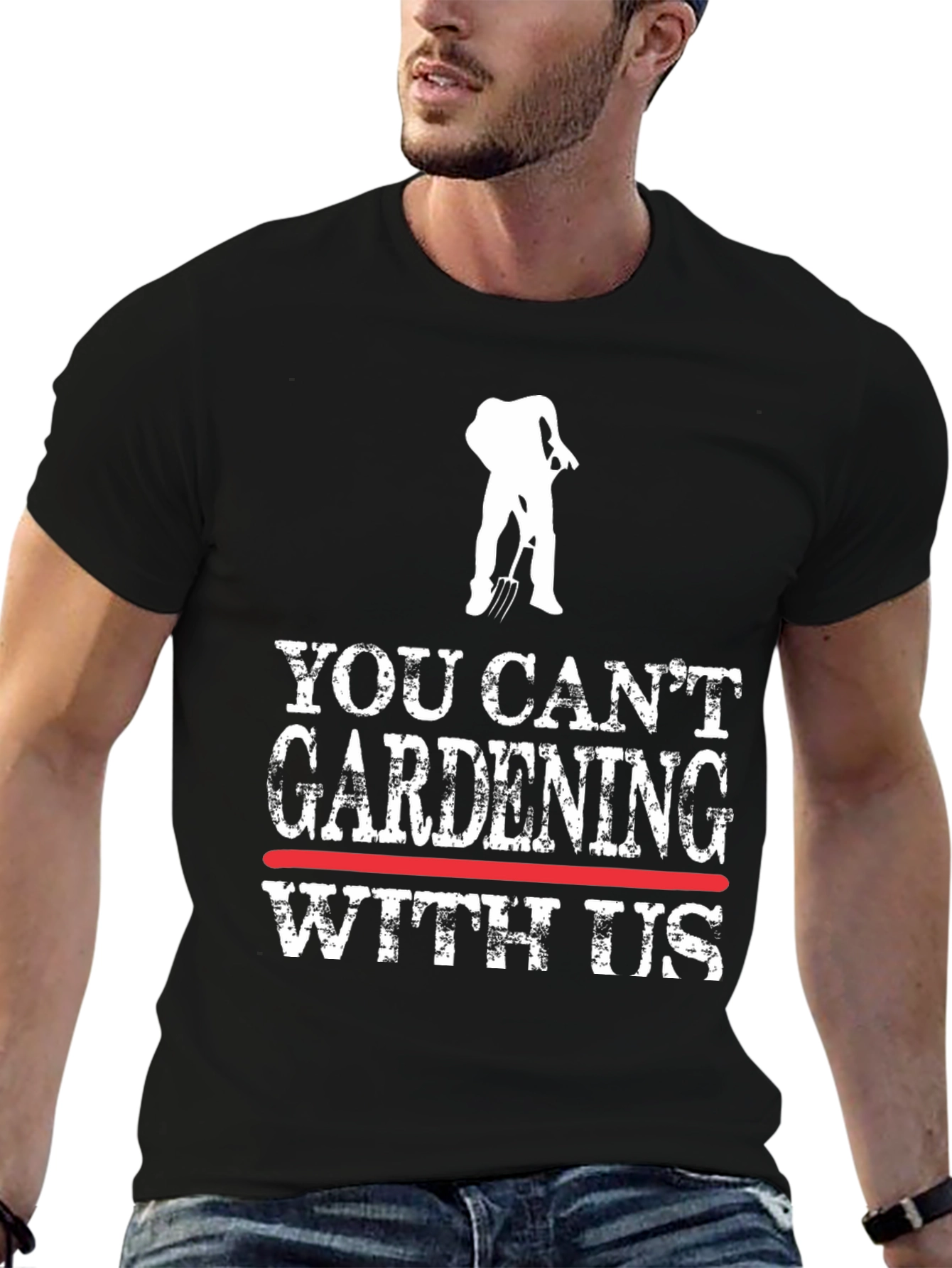 Black Funny Gardening T-Shirt - "You Can't Gardening With Us" view 6