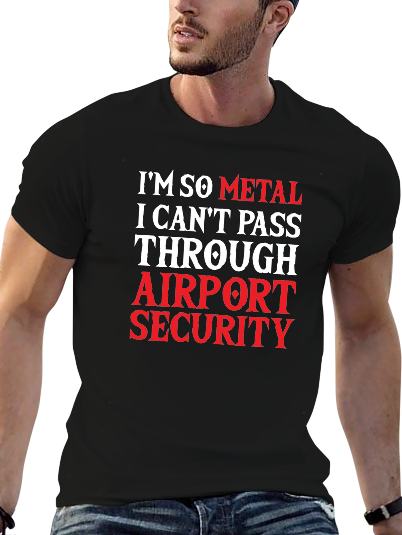 Black I'm So Metal Airport Security Graphic Tee view 6