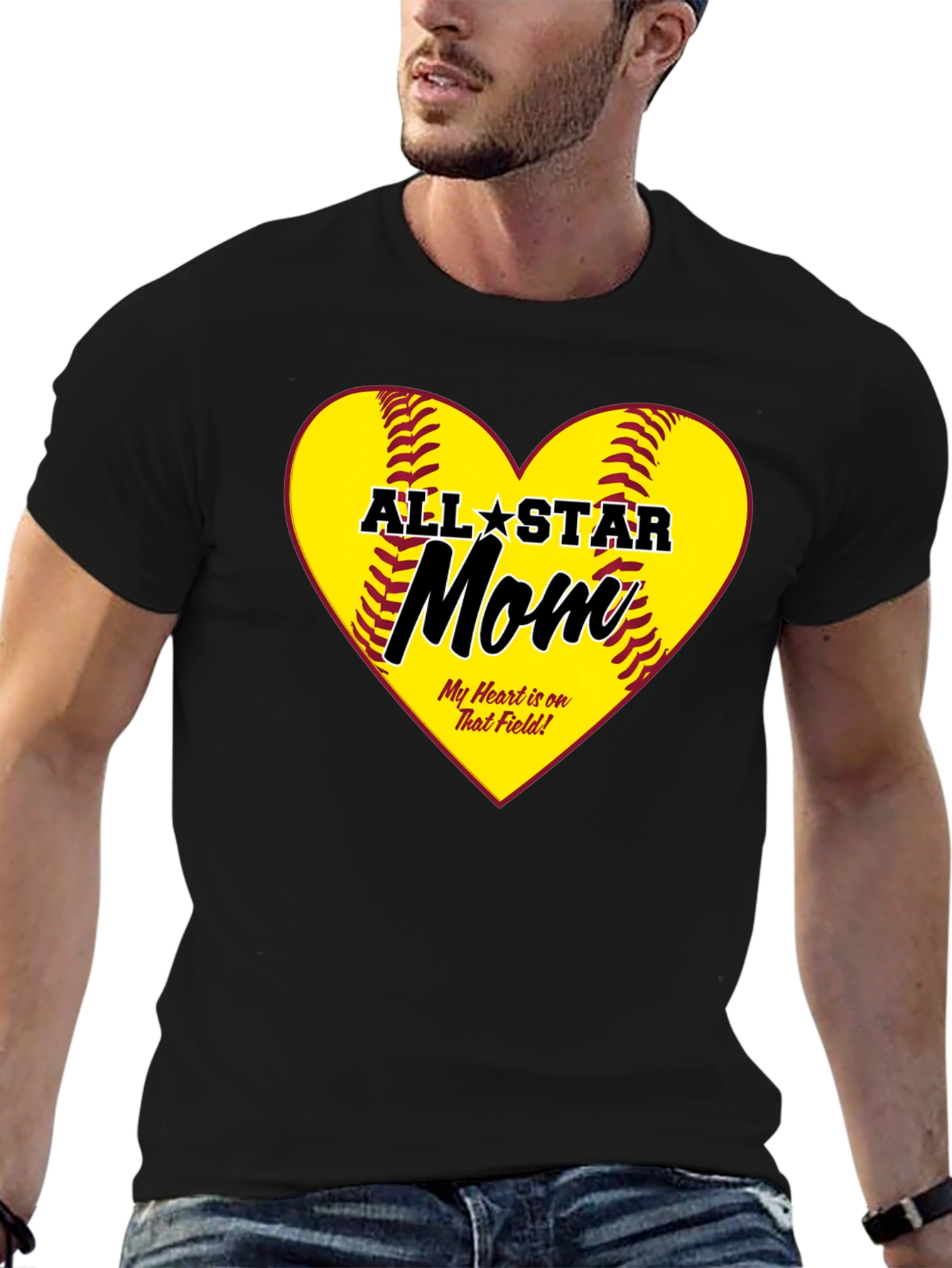 All-Star Mom Heart Design T-Shirt - 6