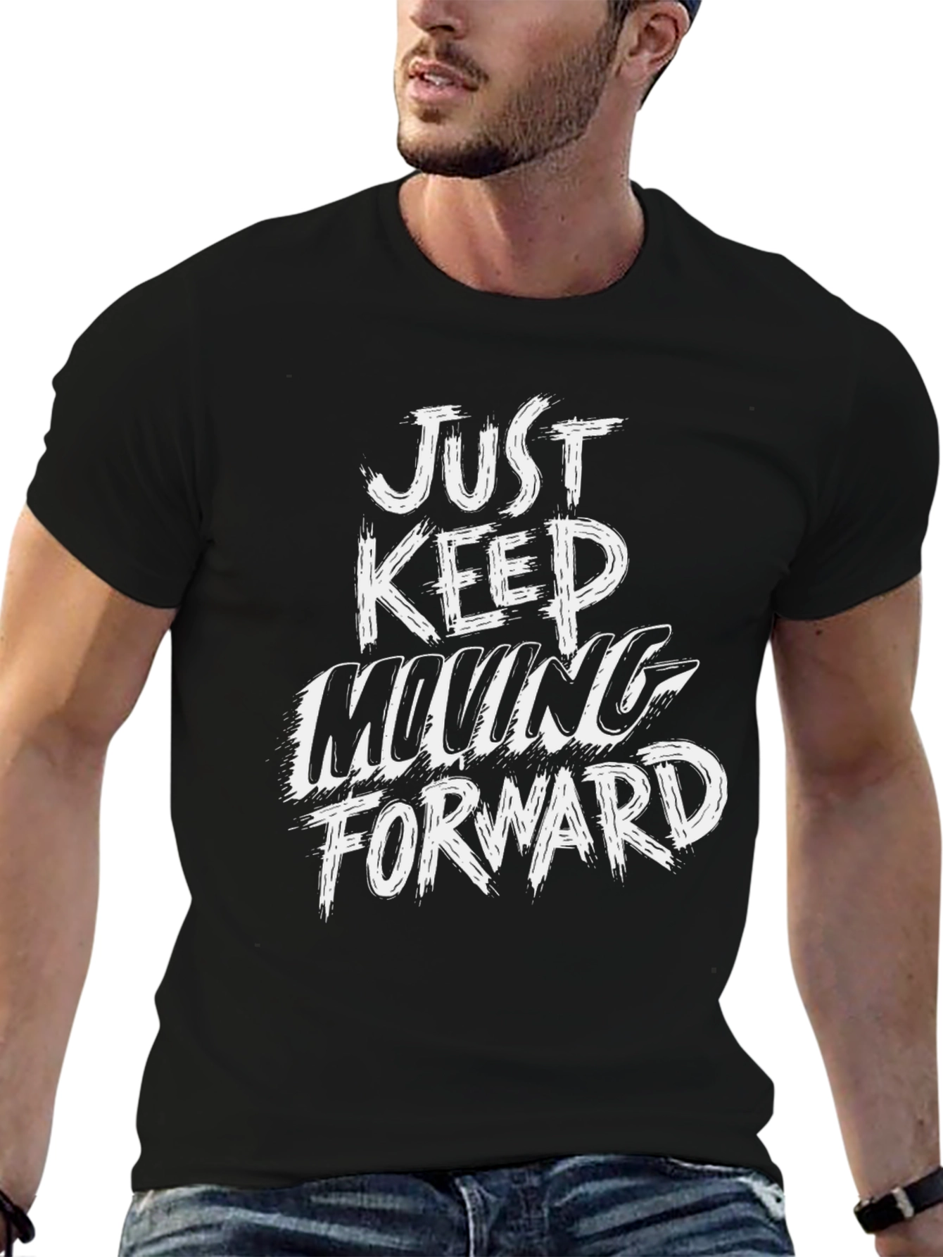 Black Just Keep Moving Forward Graphic Tee view 6