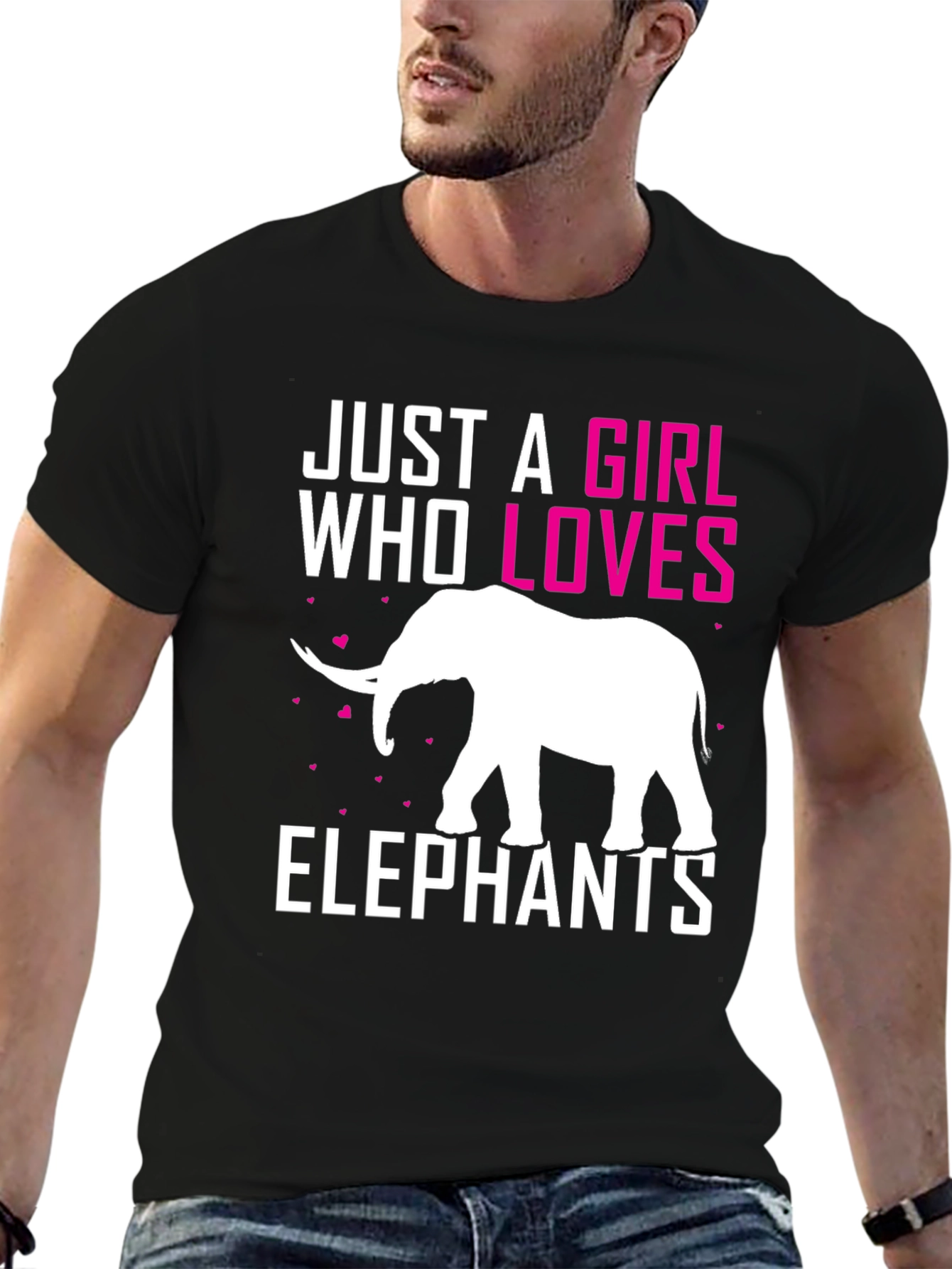 Black Just a Girl Who Loves Elephants T-Shirt view 6