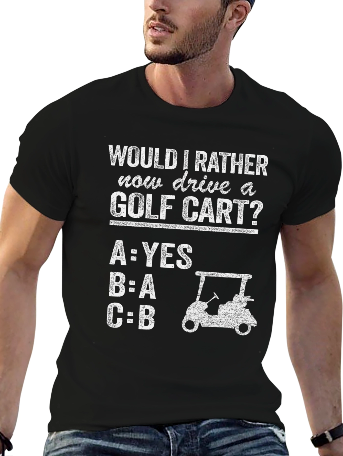 Black Funny Golf Cart T-Shirt view 6