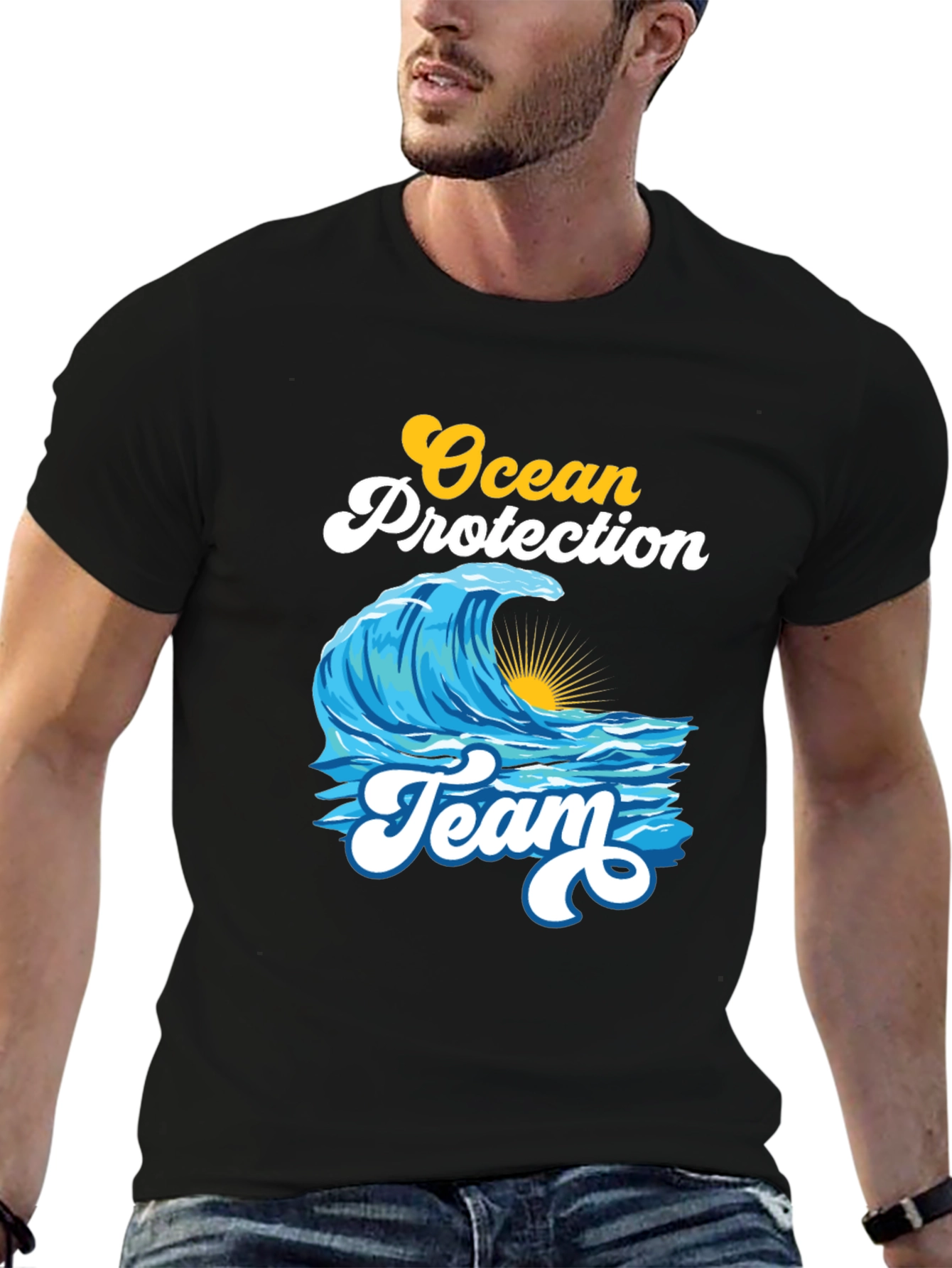 Black Ocean Protection Team Black T-Shirt view 6