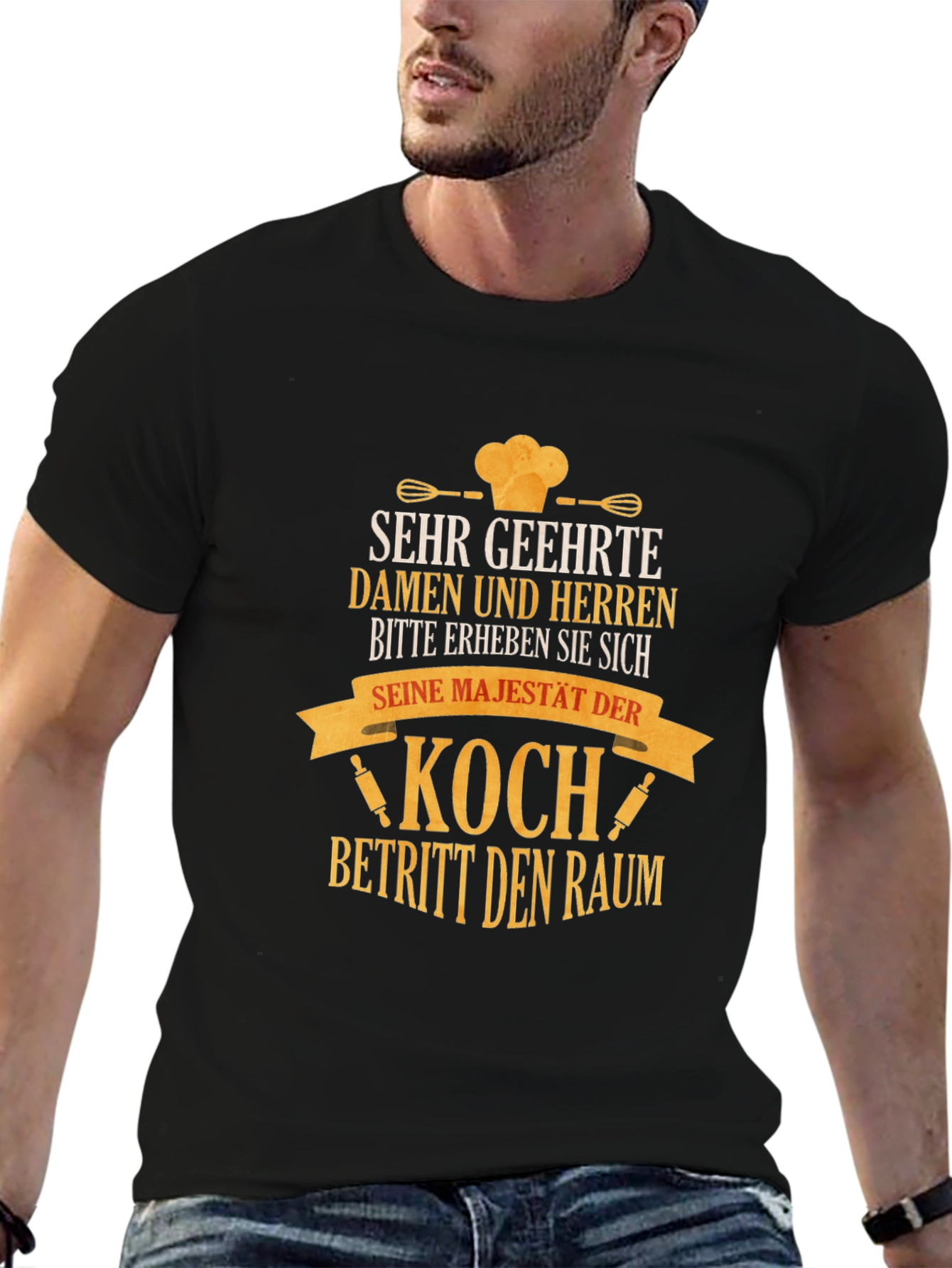 Black Chef T-Shirt - Koch Betritt den Raum view 6