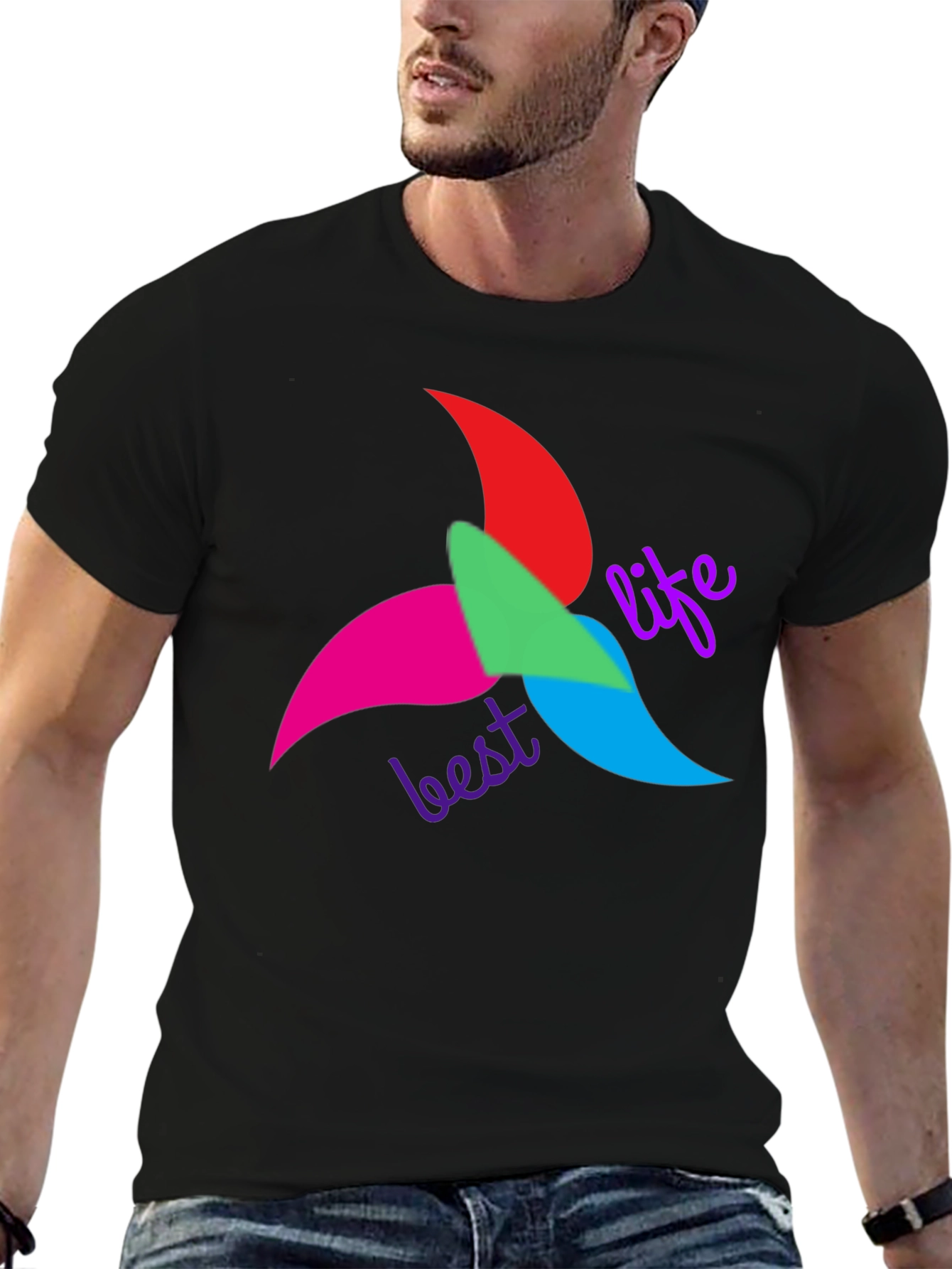Black Best Life T-Shirt - Colorful Graphic Tee view 6