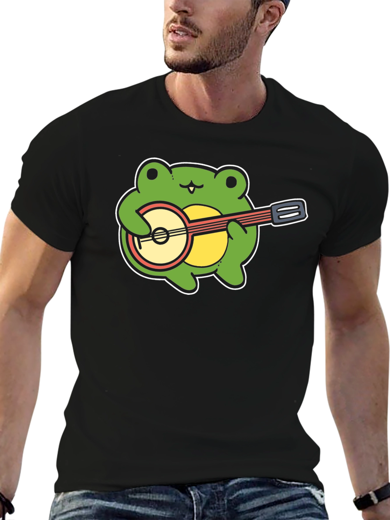 Black Frog Banjo T-Shirt - Cute Musical Tee view 6