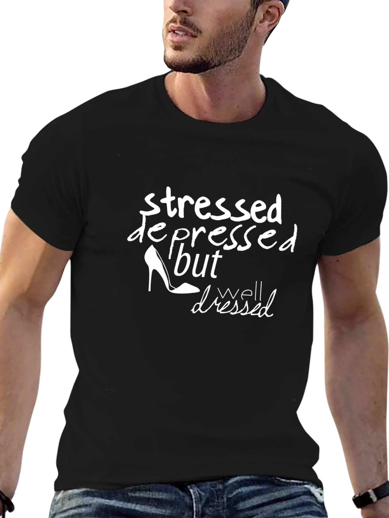 Black Stressed, Depressed, But Well Dressed Graphic Tee view 6
