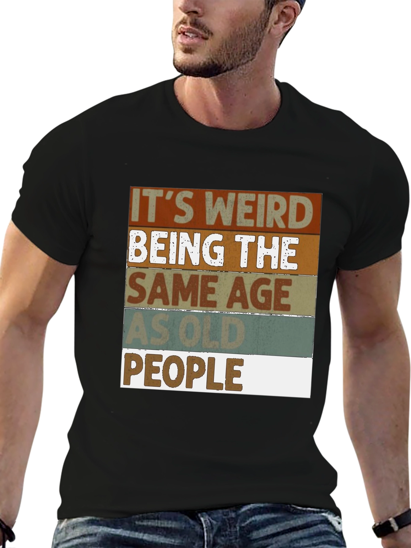 Black Funny "Same Age as Old People" Graphic Tee view 6