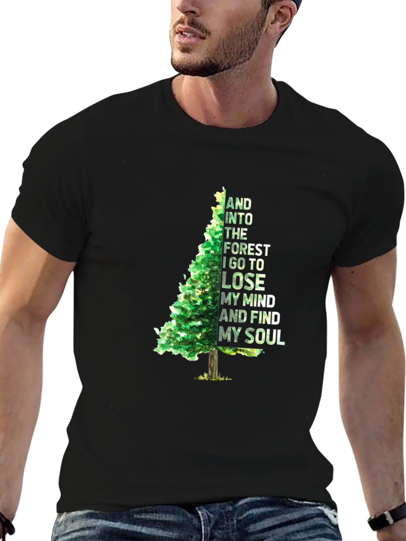 Black Into The Forest Tree Graphic Tee - Relaxed Fit view 6