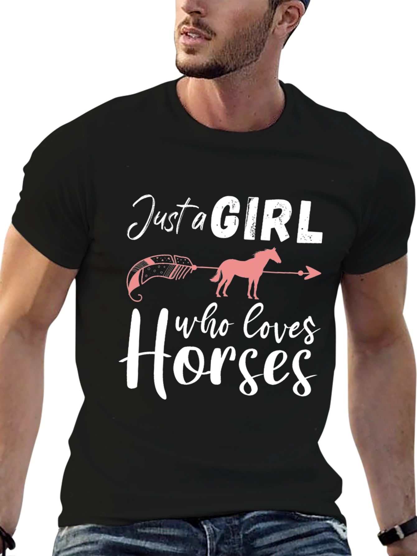 Black Just a Girl Who Loves Horses T-Shirt view 6