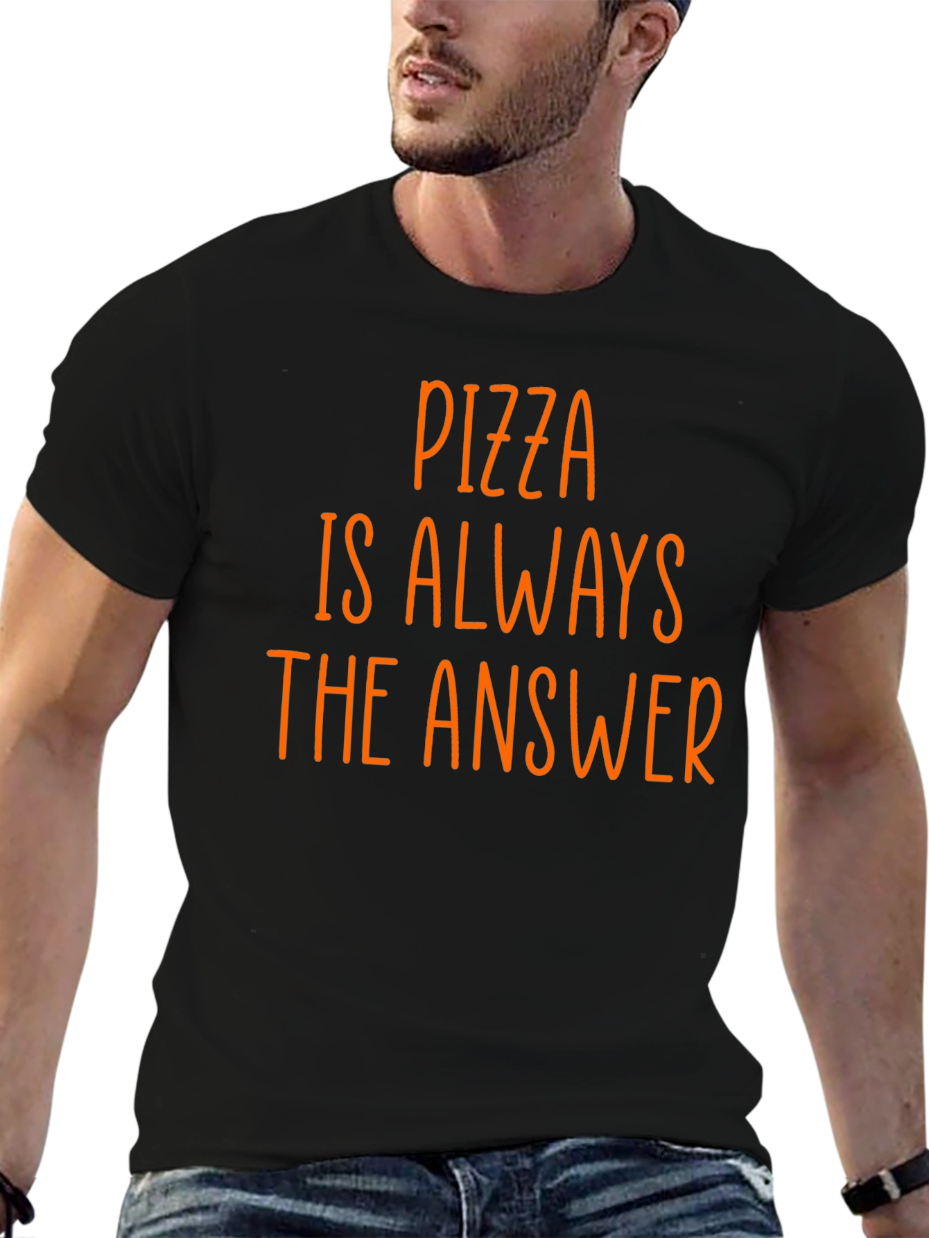 Black Pizza Is Always The Answer Graphic Tee view 6