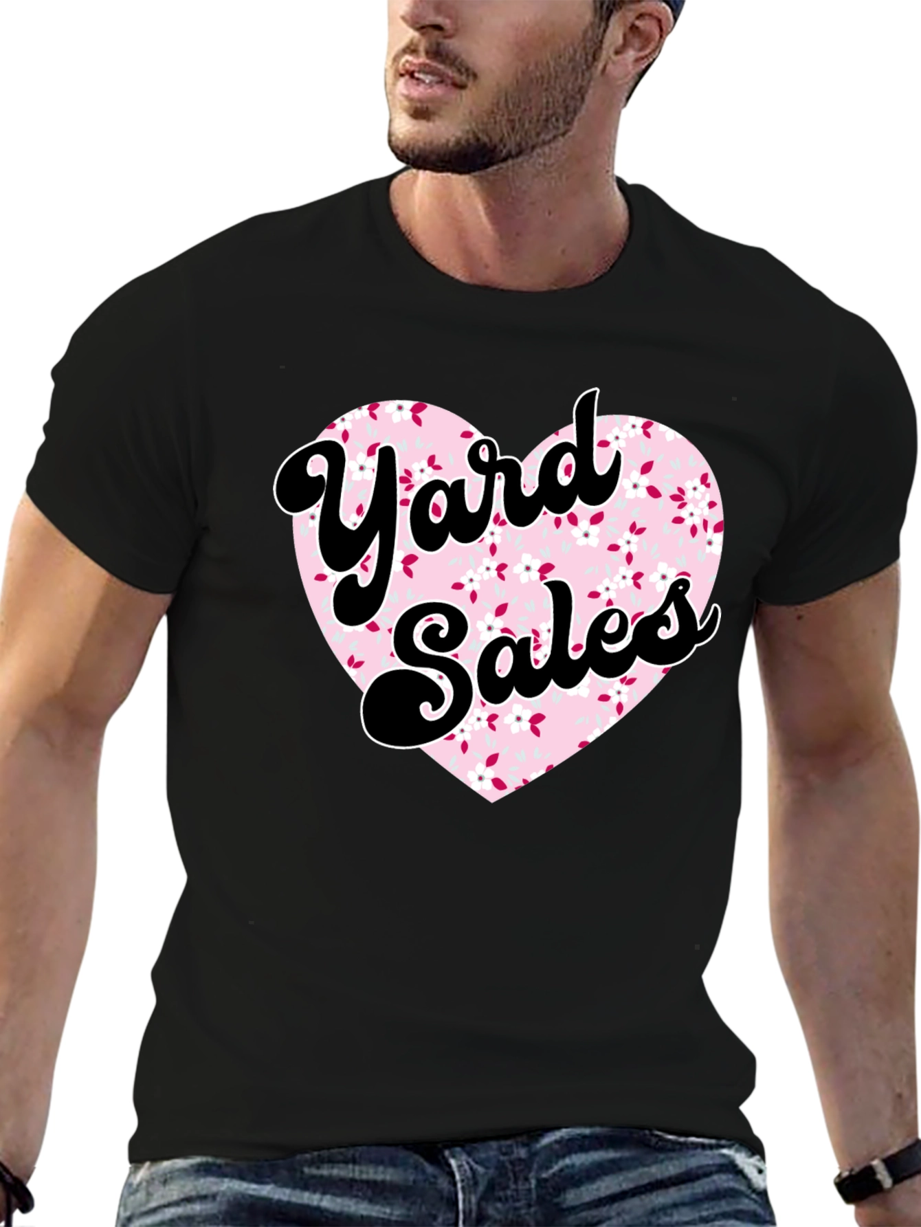 Yard Sales Heart Graphic Tee - Black Casual Shirt - 6