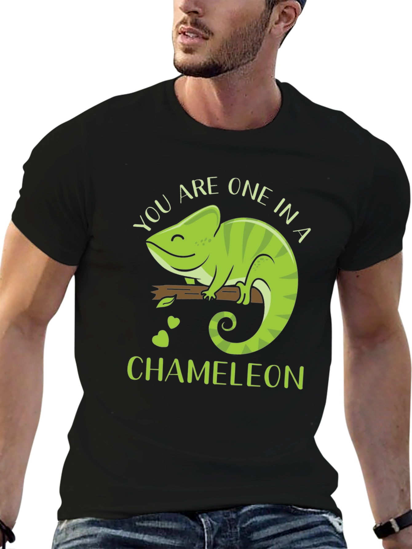 Black You Are One in a Chameleon Graphic T-Shirt view 6