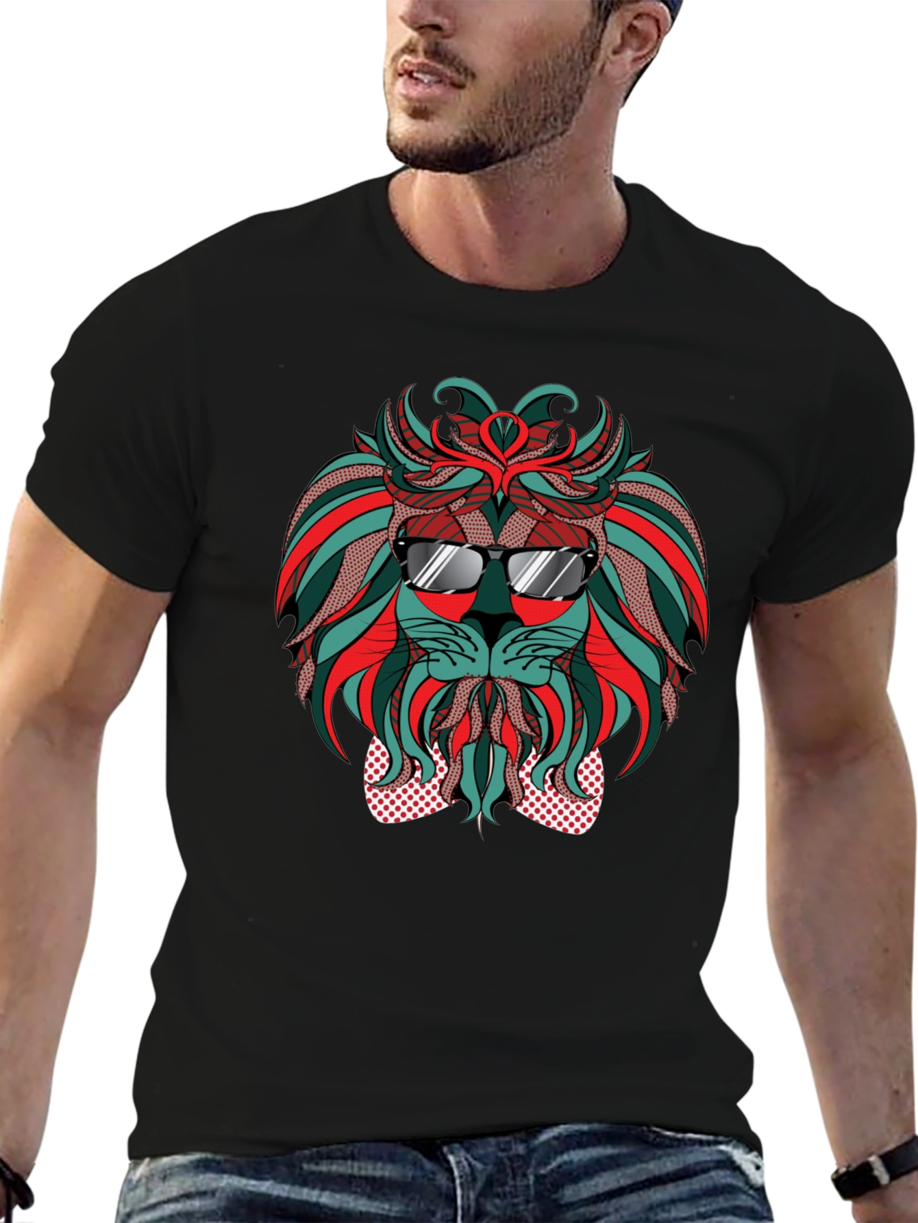 Black Cool Lion Graphic Tee - Stylish Black T-Shirt view 6