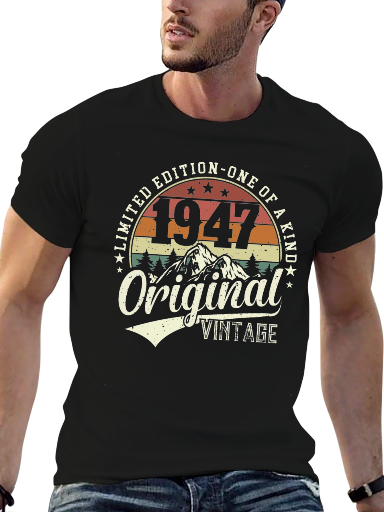 Black 1947 Original Vintage Limited Edition Graphic T-Shirt view 6