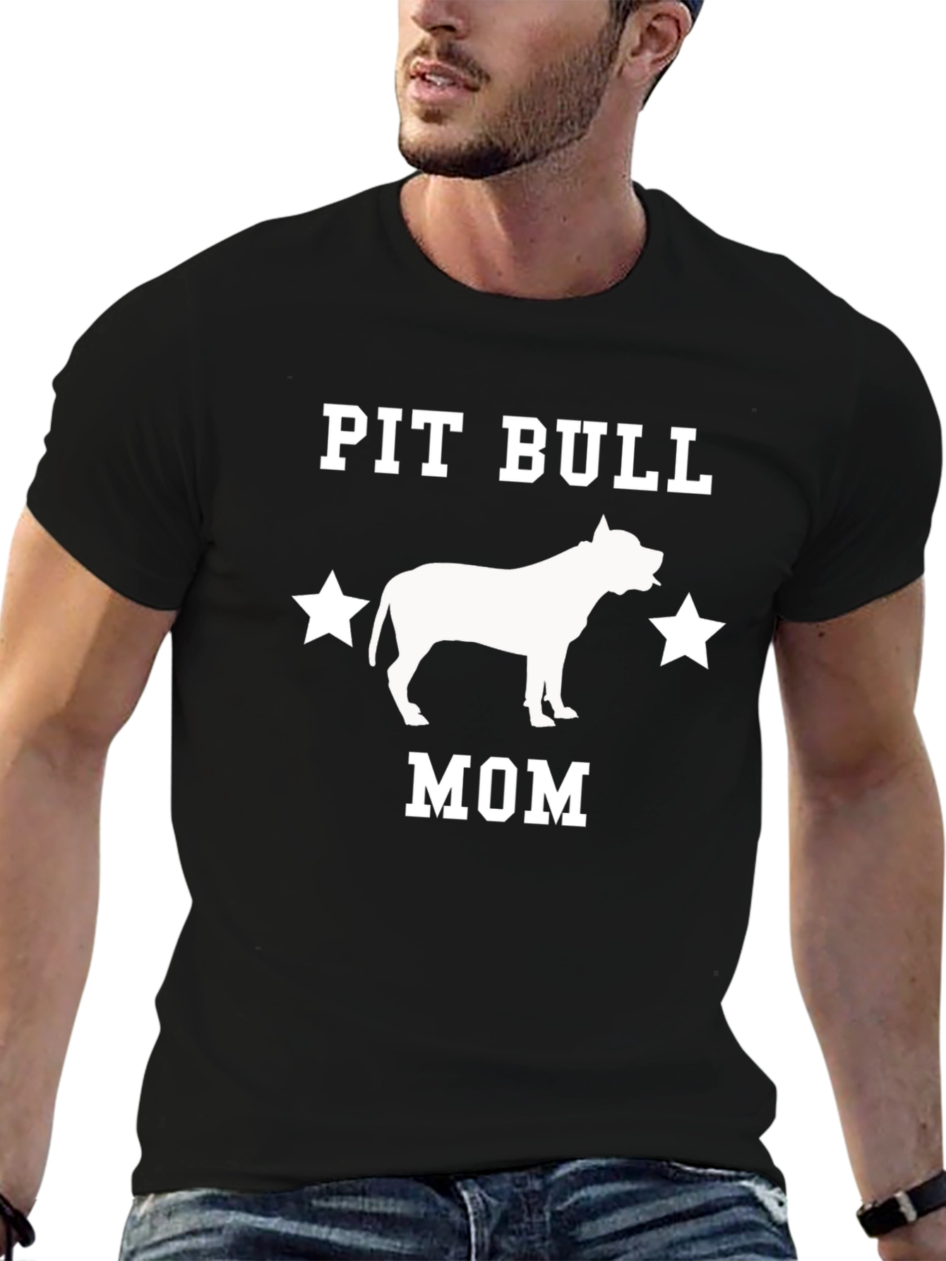 Black Pit Bull Mom Graphic T-Shirt - Dog Lover Tee view 6