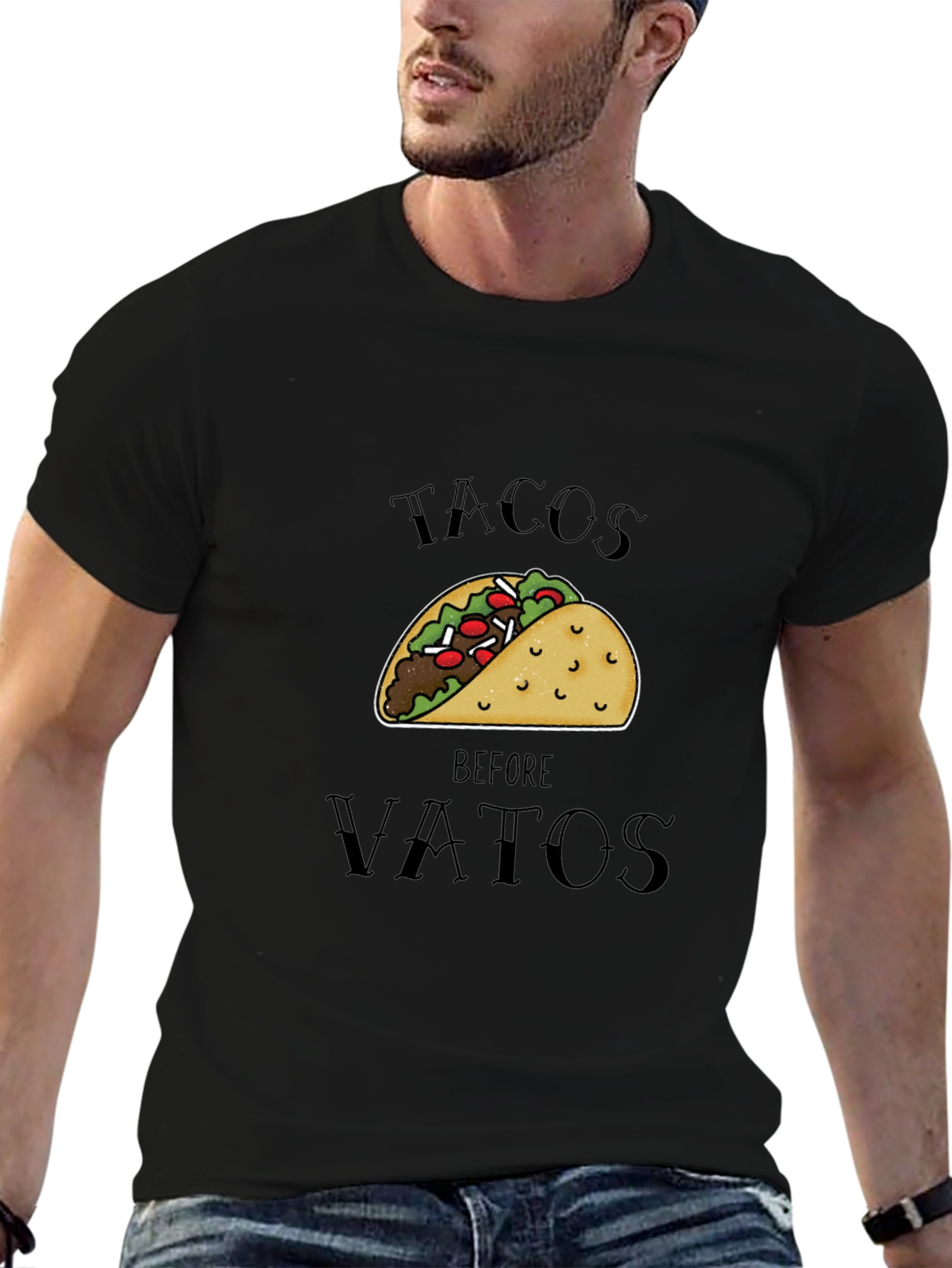 Black Tacos Before Vatos Black Graphic Tee view 6