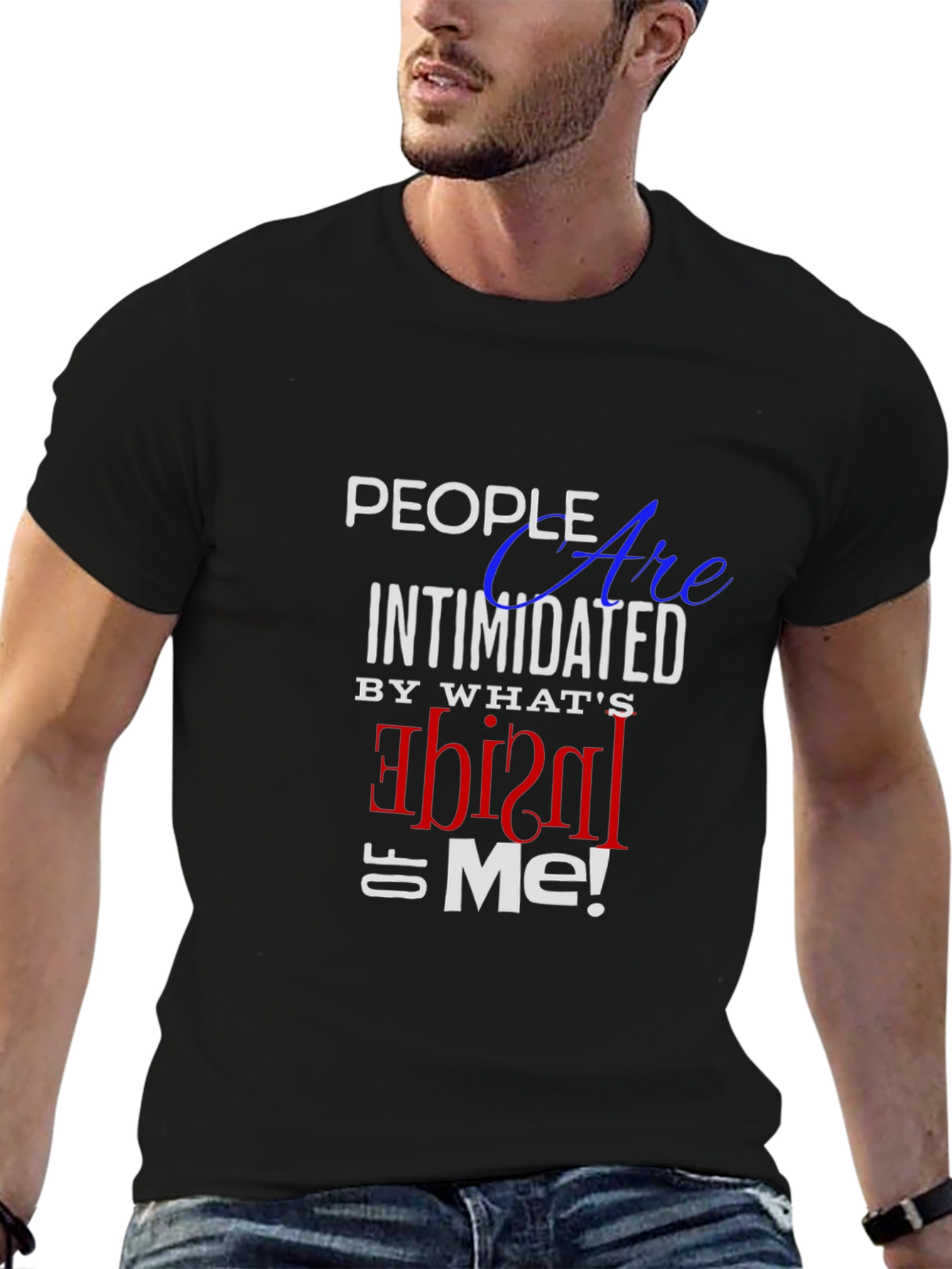 Black Intimidated Inside Me Black T-Shirt view 6