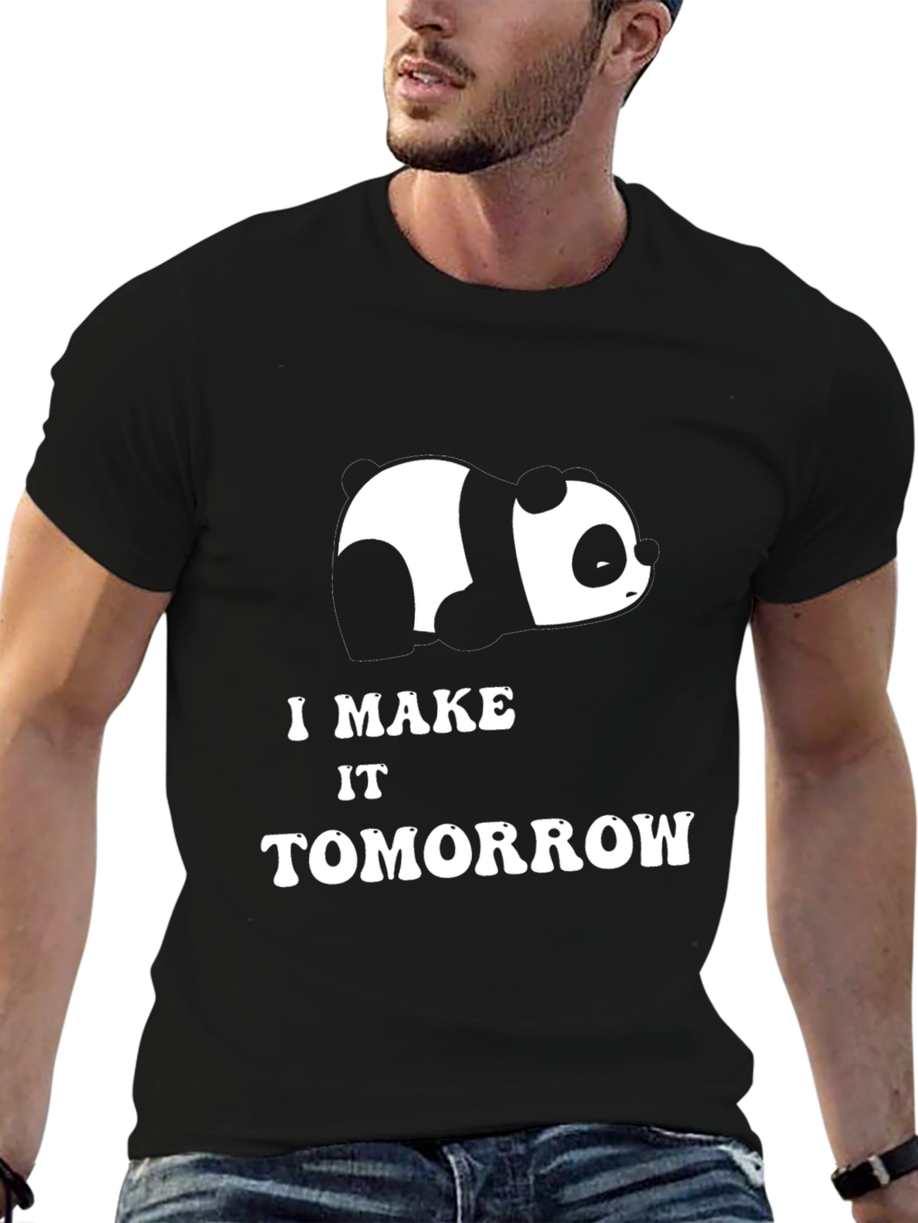 Black Funny Panda T-Shirt - I Make it Tomorrow view 6