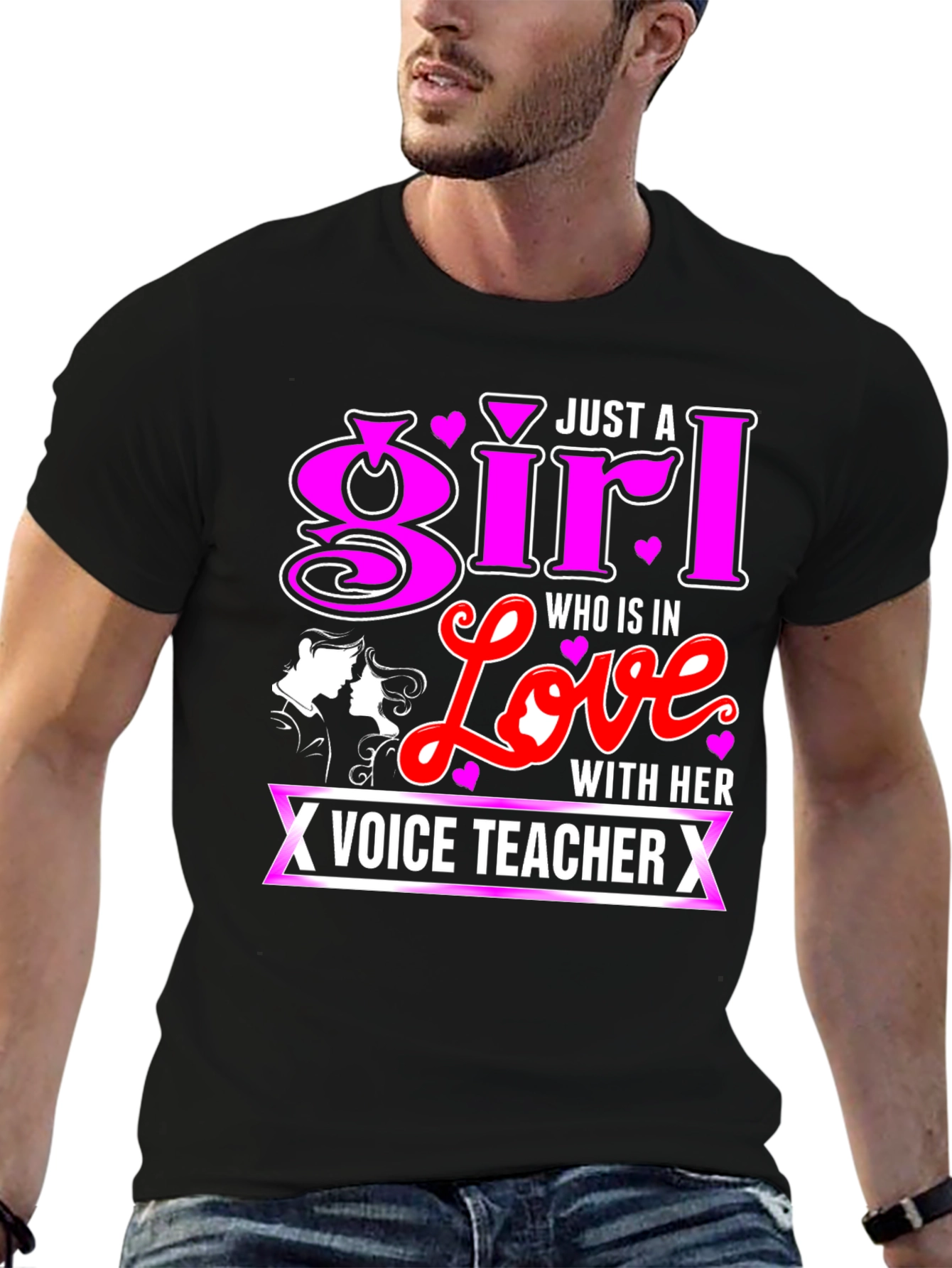 Black Just a Girl in Love with Her Voice Teacher T-Shirt view 6