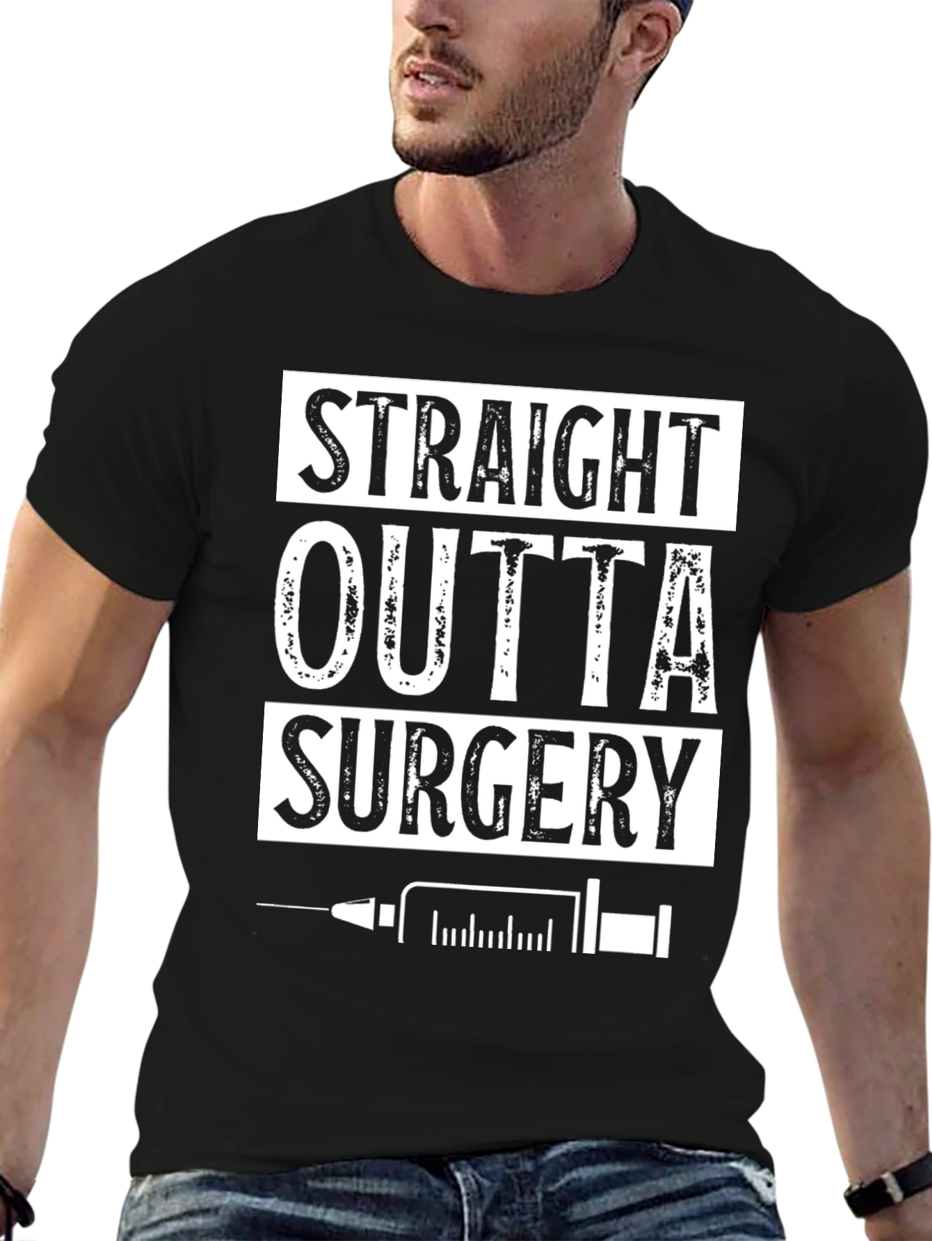 Black Straight Outta Surgery T-Shirt view 6