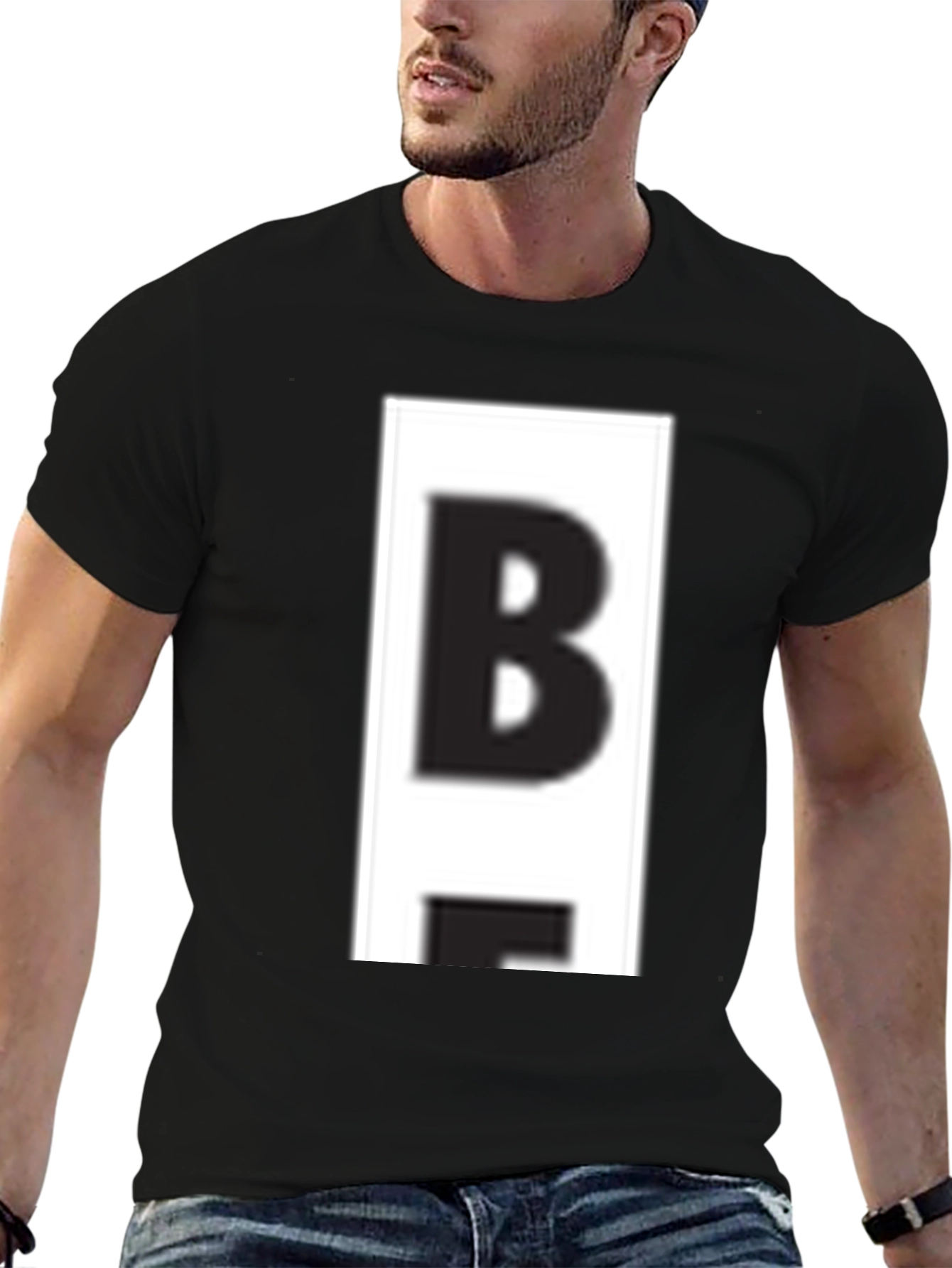 Black Bold 'B' Graphic Tee - Casual Black T-Shirt view 6