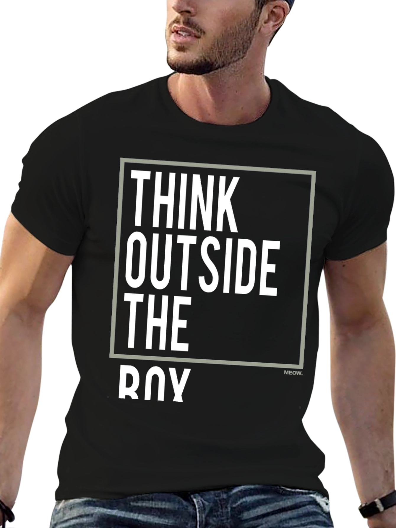 Black Think Outside the Box Graphic T-Shirt - Black view 6