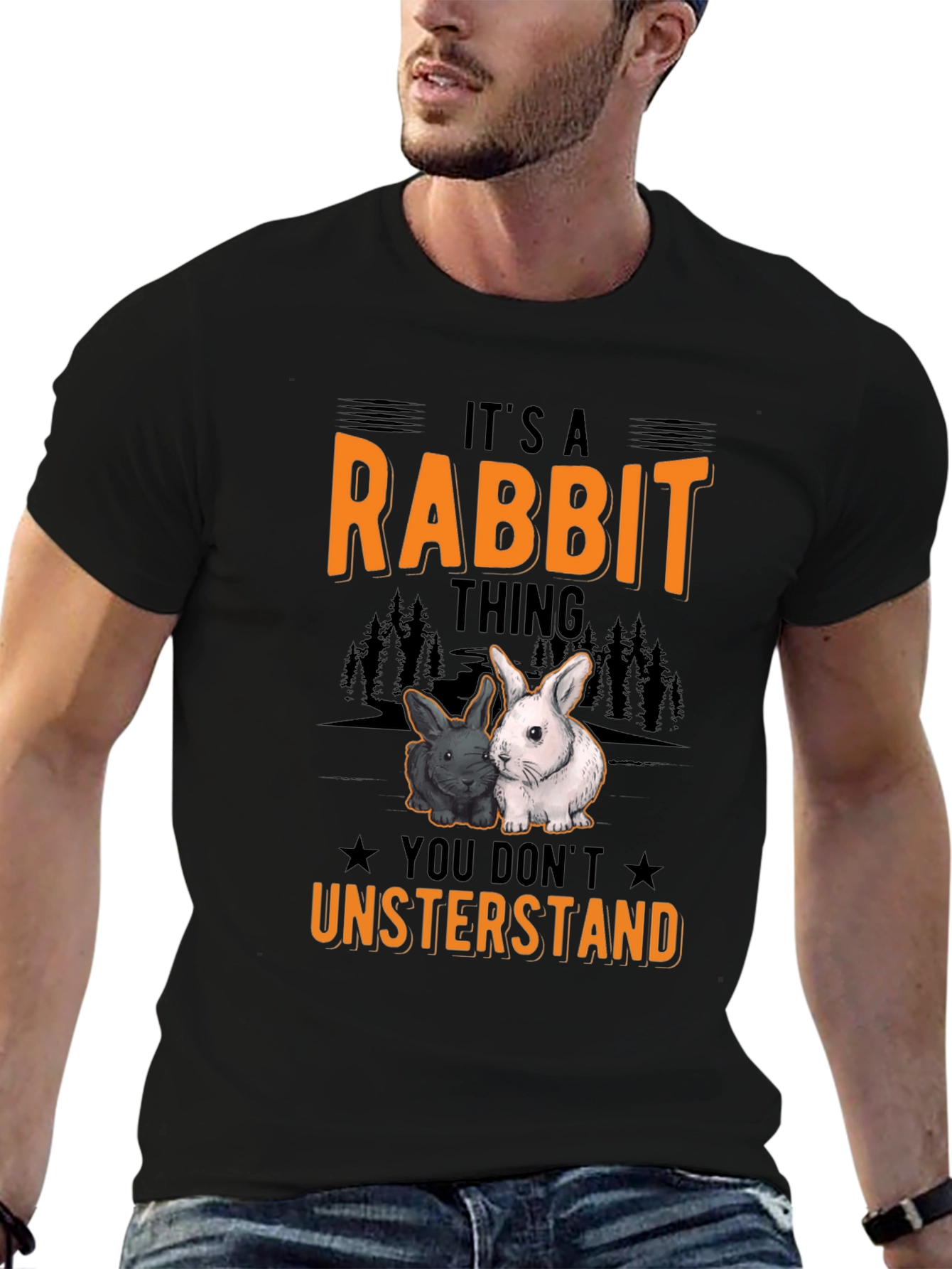 Black Rabbit Thing T-Shirt - Cute Bunny Tee view 6