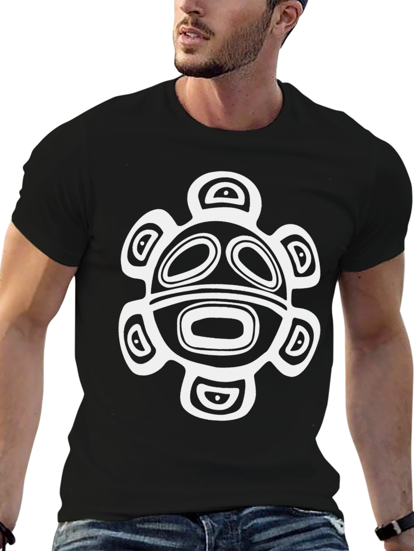 Black Tribal Turtle Graphic Tee - Men's Black T-Shirt view 6