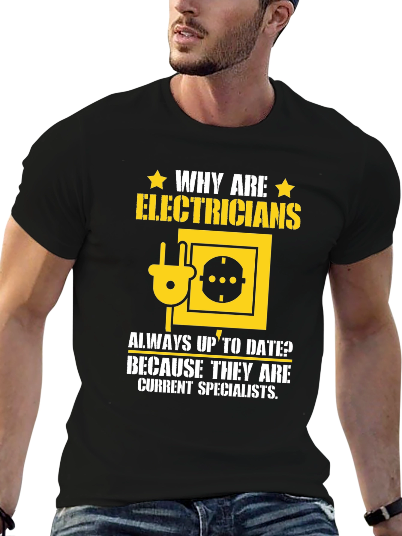 Black Electrician T-Shirt: Current Specialists view 6