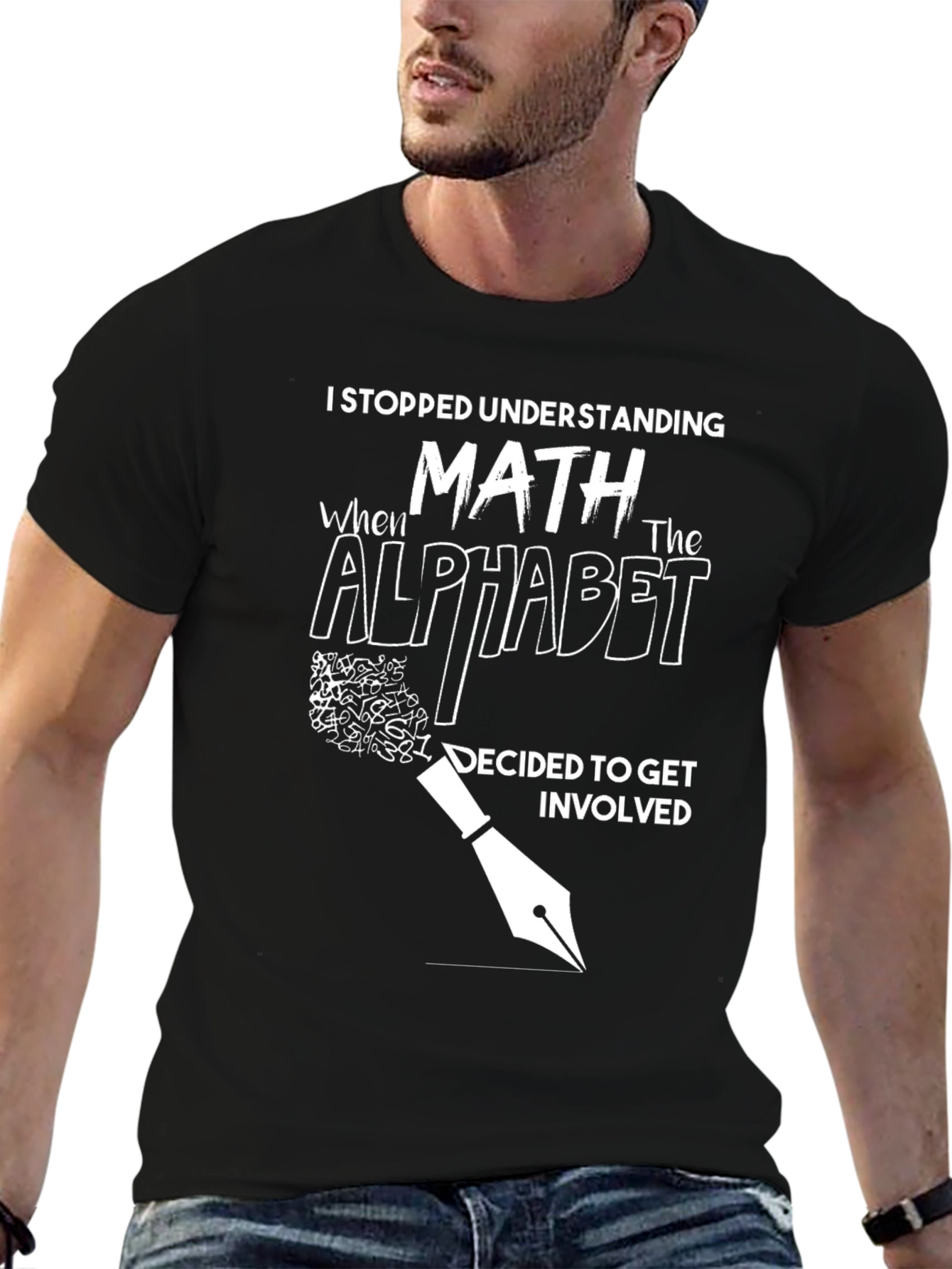 Black Math Alphabet Funny Graphic Tee view 6