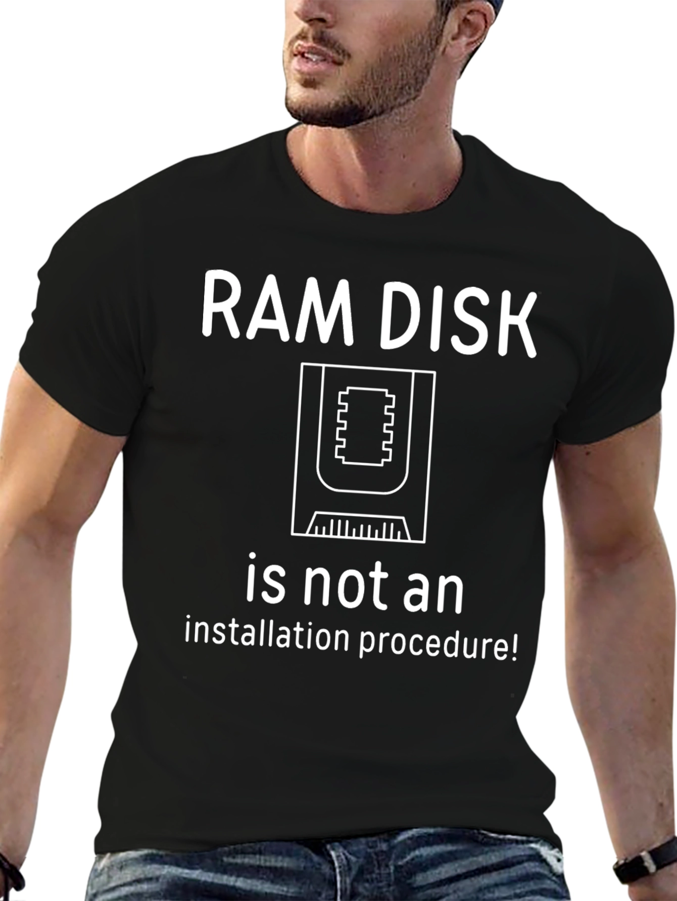 Black RAM Disk Humor Tee - Tech Geek T-Shirt view 6