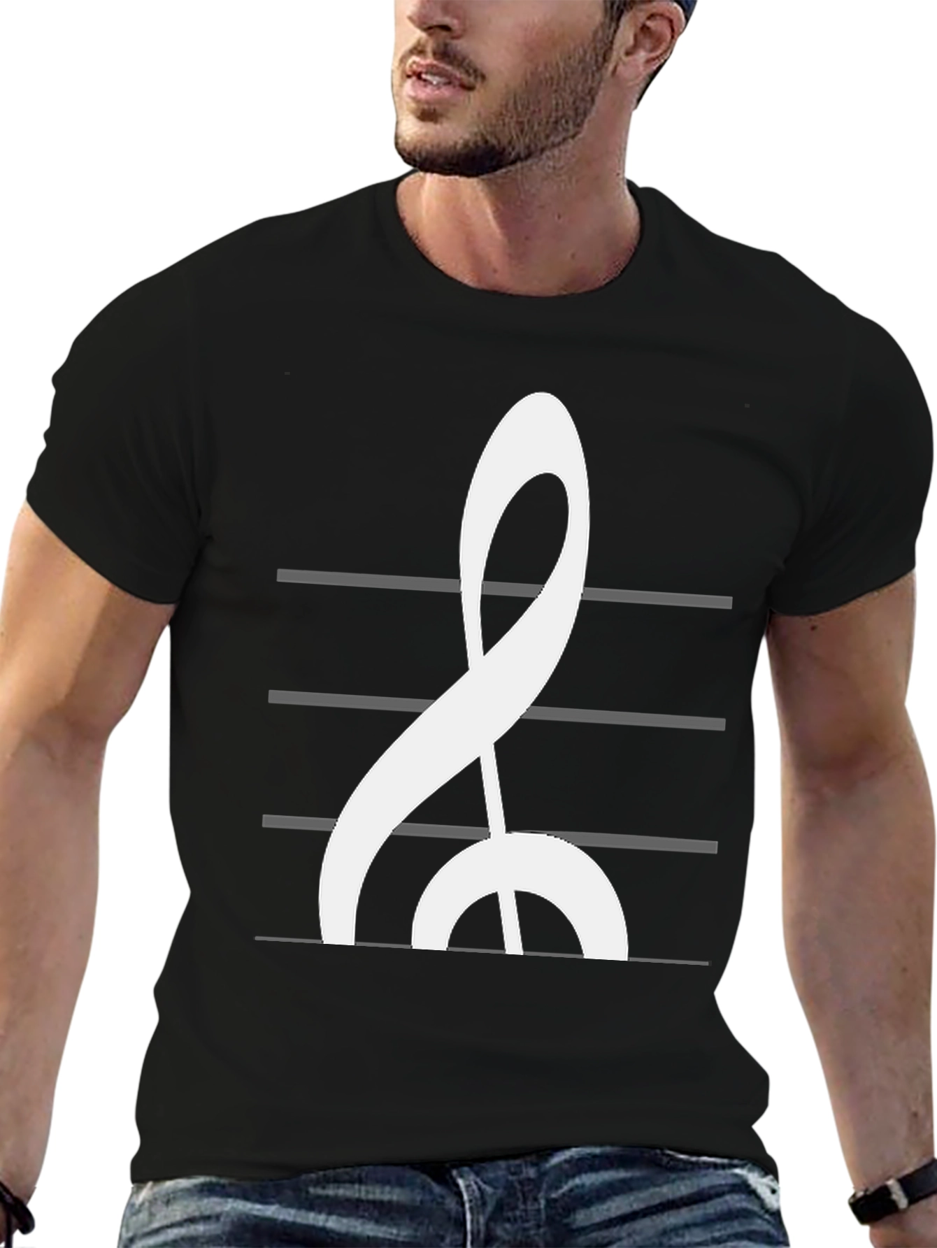 Black Musical Treble Clef Graphic Tee view 6