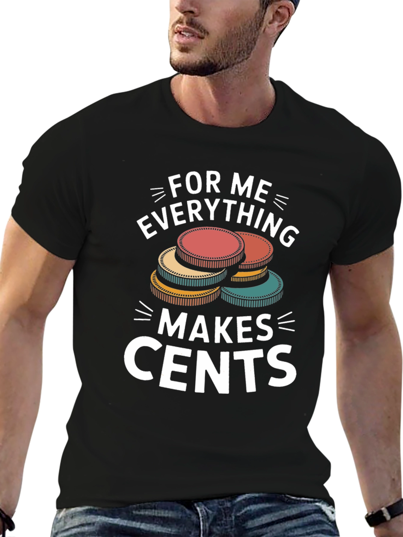 Black Funny "Makes Cents" Graphic Tee view 6