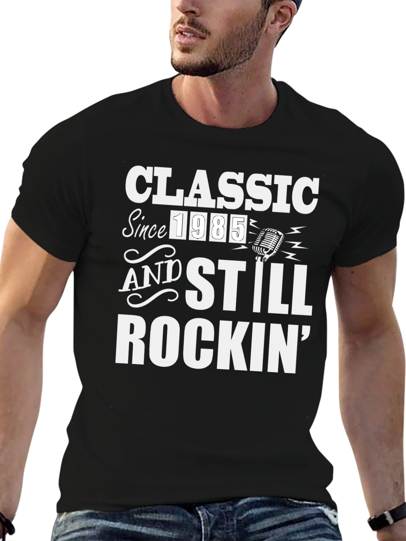 Black Classic Since 1985 T-Shirt - Rockin' Birthday Tee view 6
