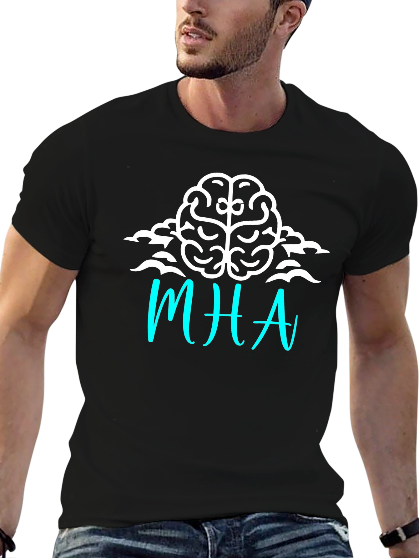 Black MHA Brain Graphic Tee - Soft Cotton Blend view 6