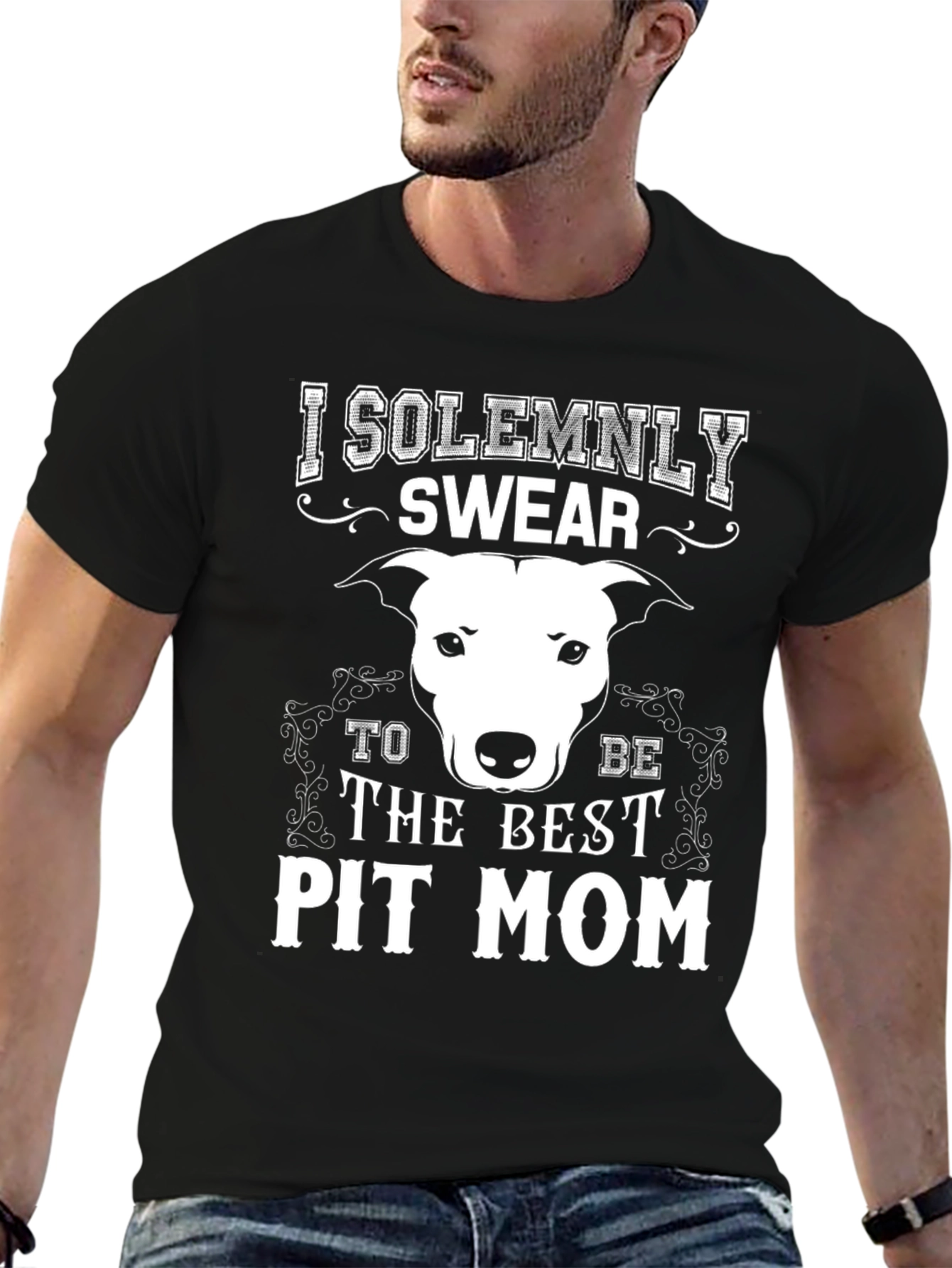 Black I Solemnly Swear Pit Mom T-Shirt view 6