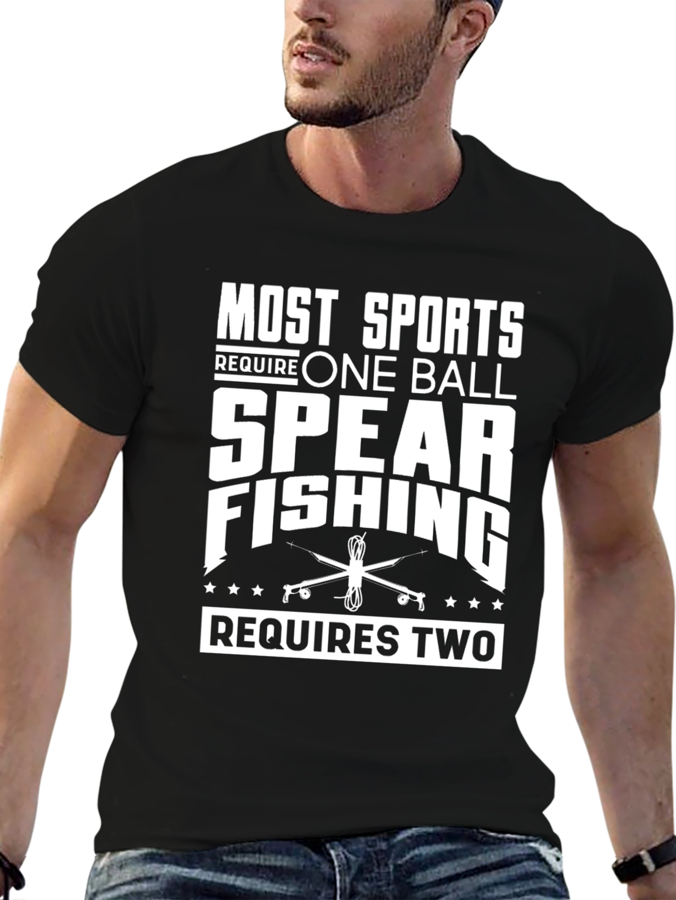 Black Spear Fishing Two Balls Graphic T-Shirt view 6