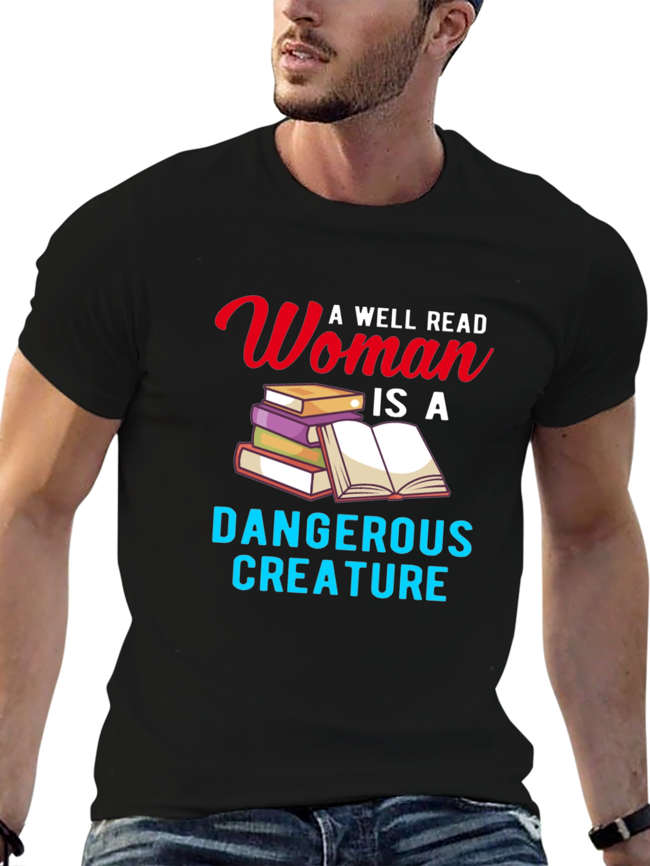 Black A Well Read Woman T-Shirt Book Lover Novelty Graphic Tee view 6