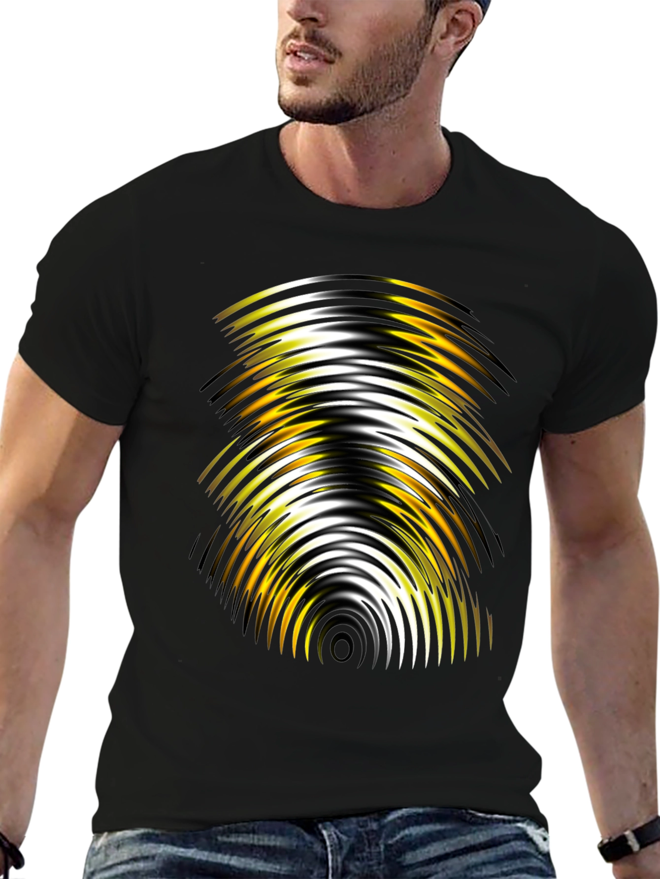 Black Abstract Graphic Print Men's Black T-Shirt view 6