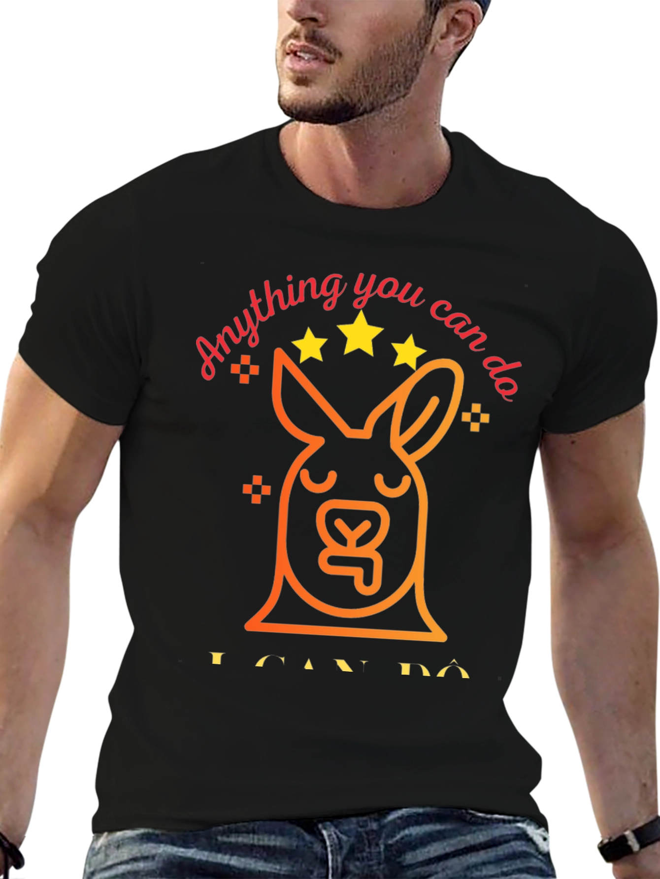 Black Funny Kangaroo Graphic T-Shirt - Anything You Can Do view 6