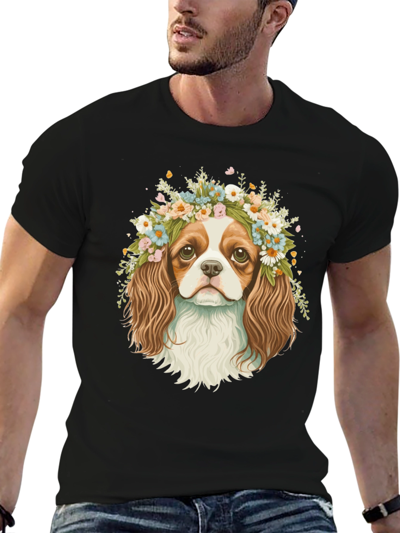 Dog with Flower Crown Graphic Tee - 6