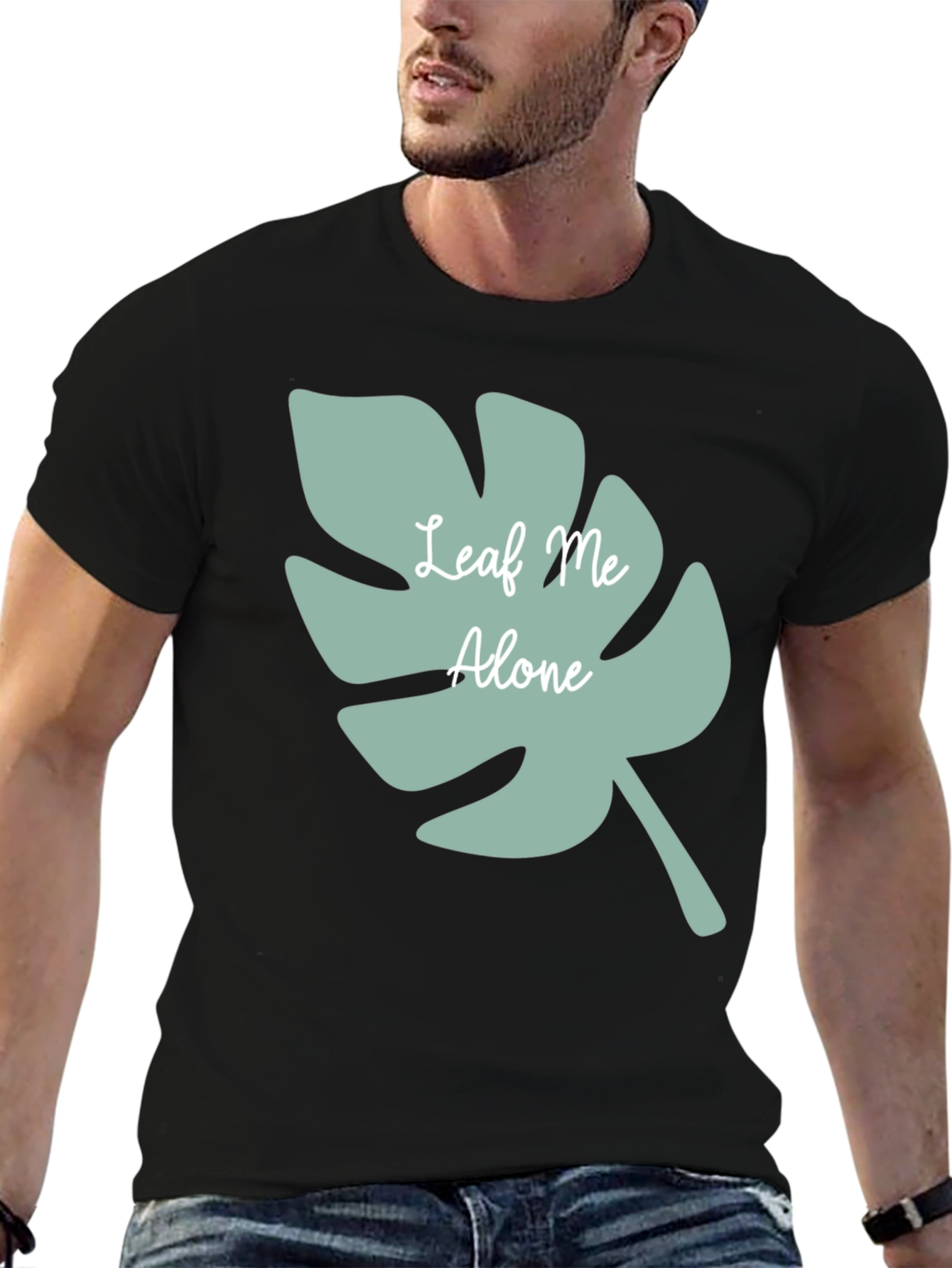Black Leaf Me Alone T-Shirt - Comfy Casual Tee view 6