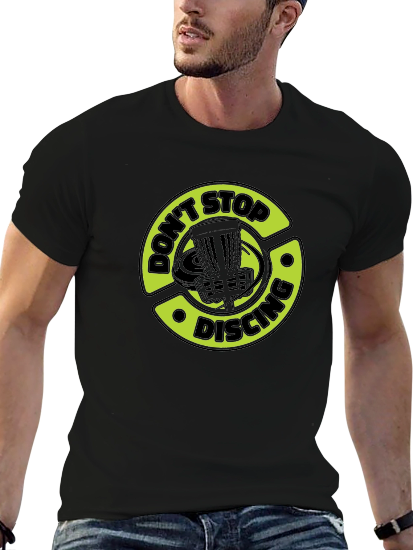 Black Don't Stop Discing T-Shirt, Disc Golf Apparel view 6