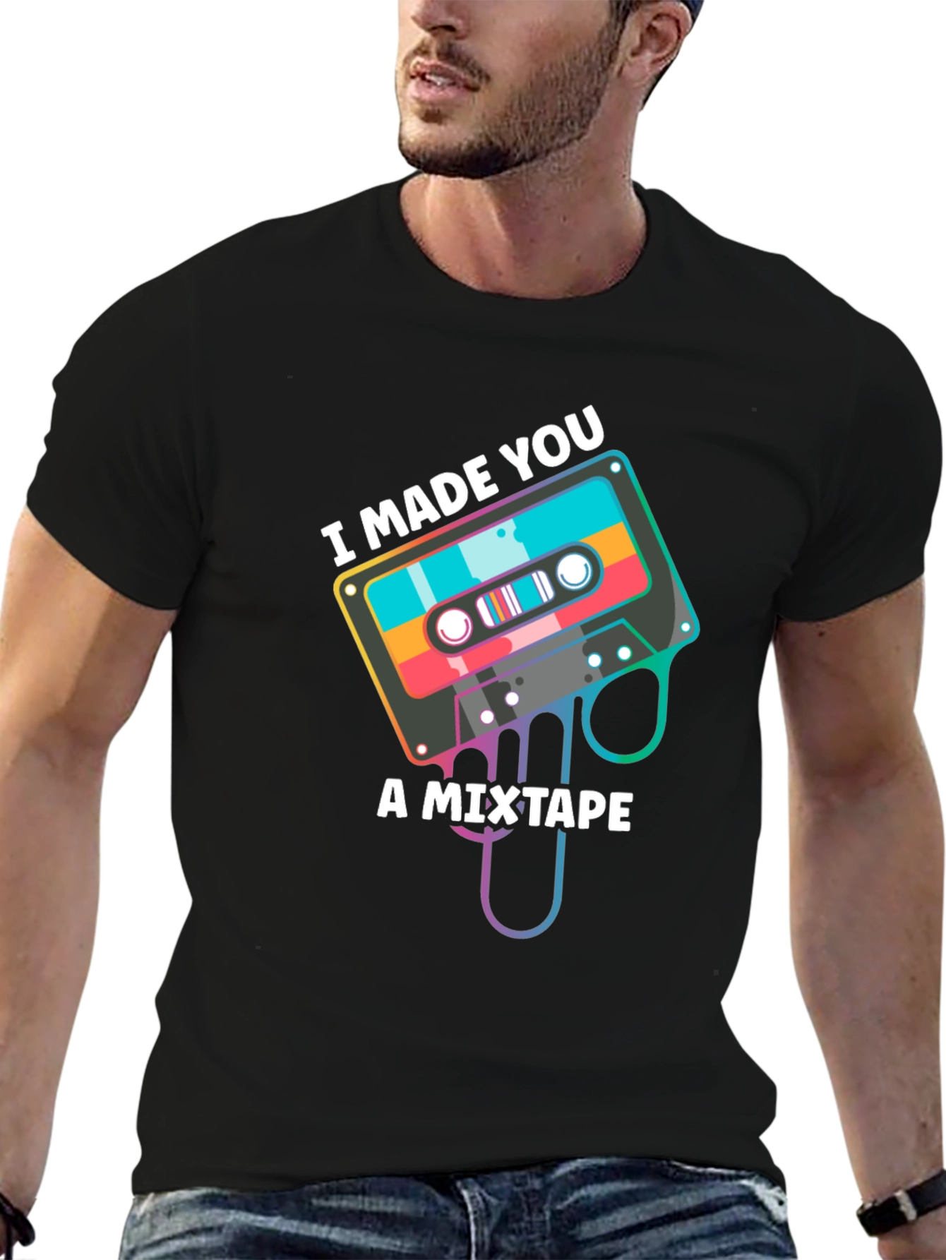 Black I Made You a Mixtape Graphic T-Shirt view 6