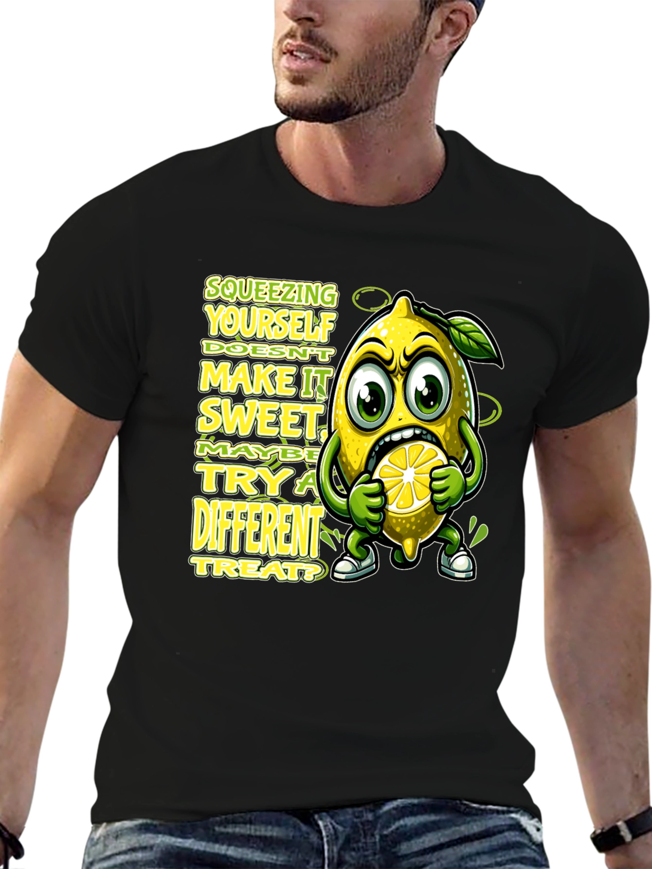 Black Lemon Graphic Tee: Squeezing Yourself Doesn't Make It Sweet view 6
