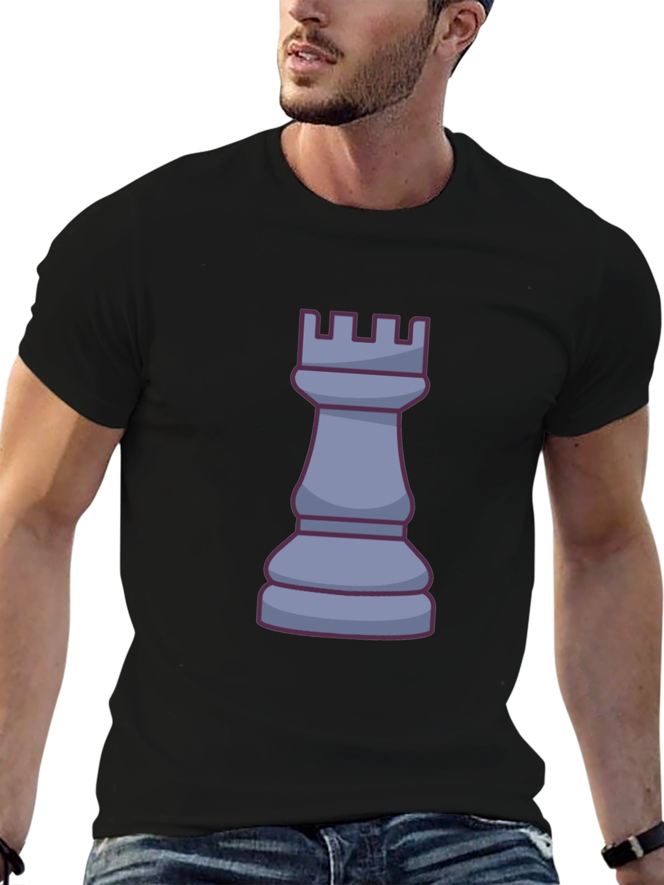 Black Chess Rook Graphic T-Shirt - Strategy & Style view 6