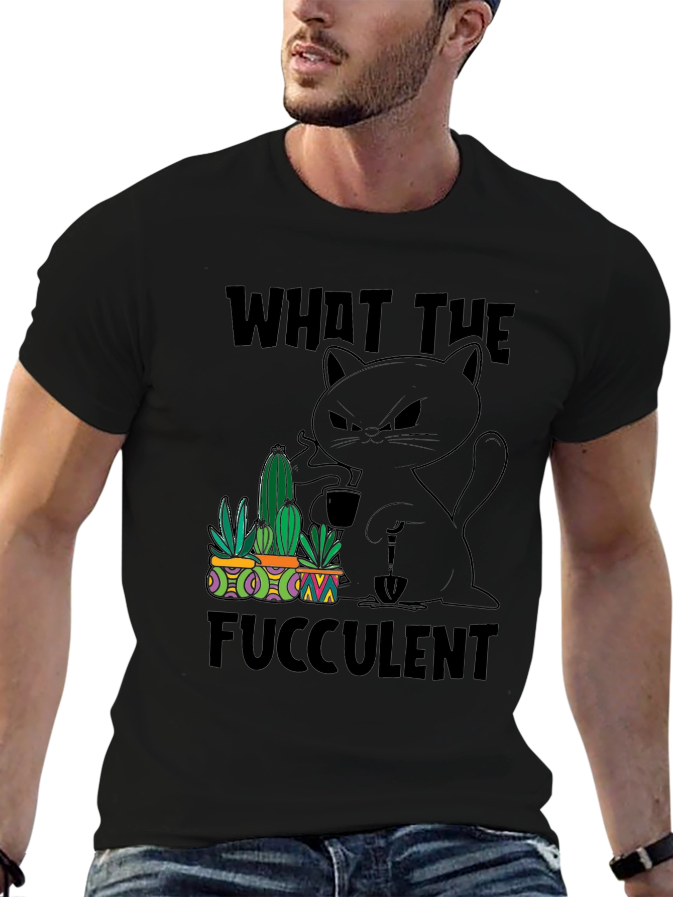 Black What the Fucculent T-Shirt view 6