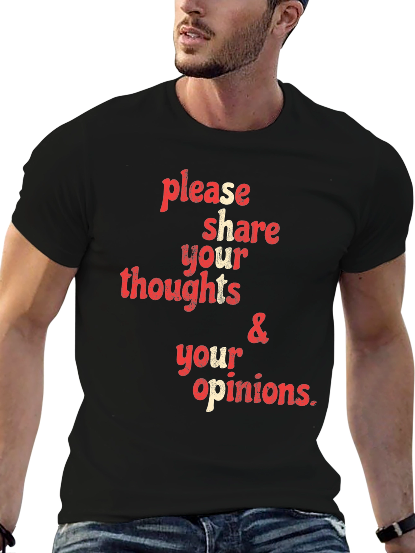 Black Share Your Thoughts Graphic Tee - Black view 6